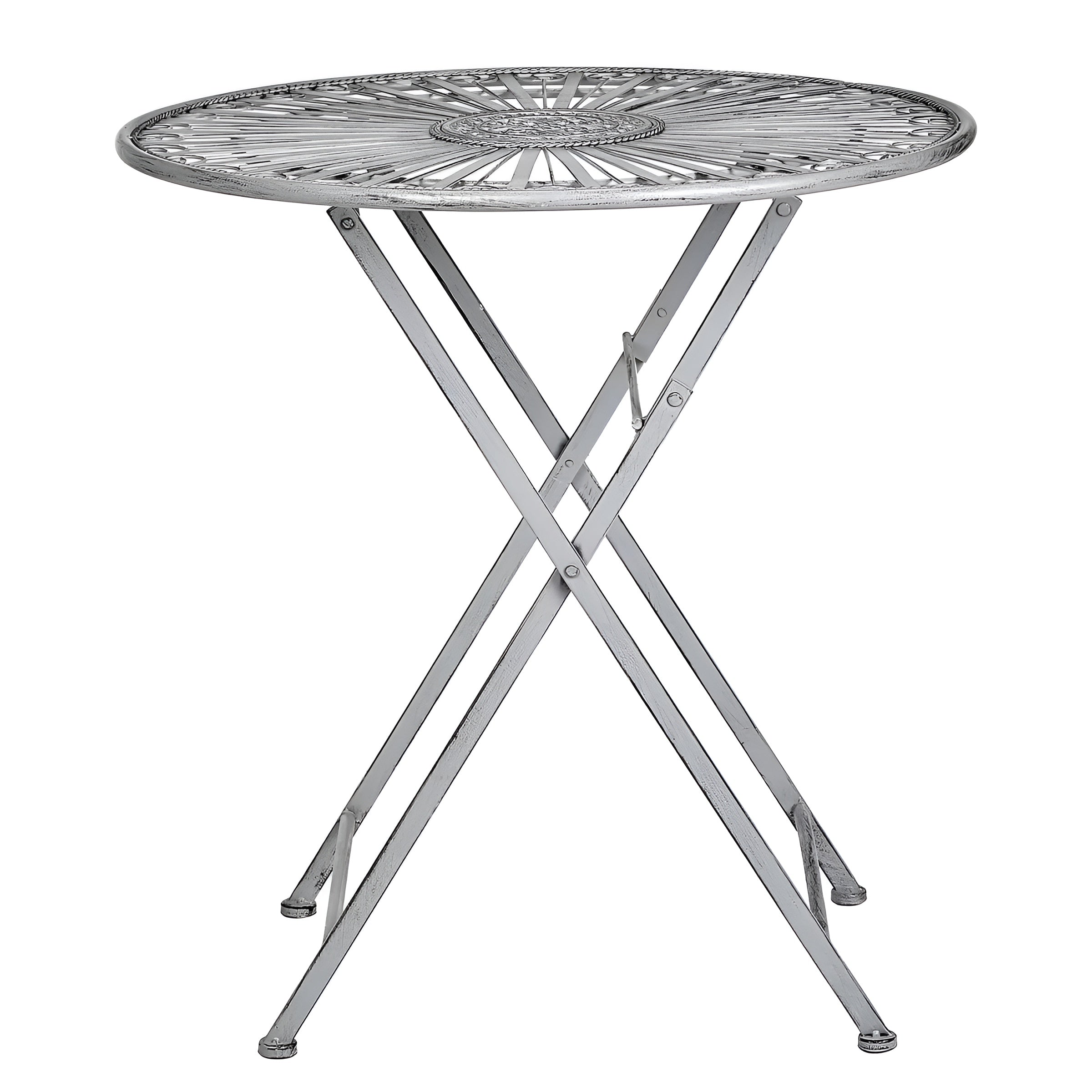 Terrace Hill 3-teiliges Gartenmöbel-Set – Klappbares Bistro-Set aus Eisen in Vintage-Grau - Grau - Gartenmöbel-Set