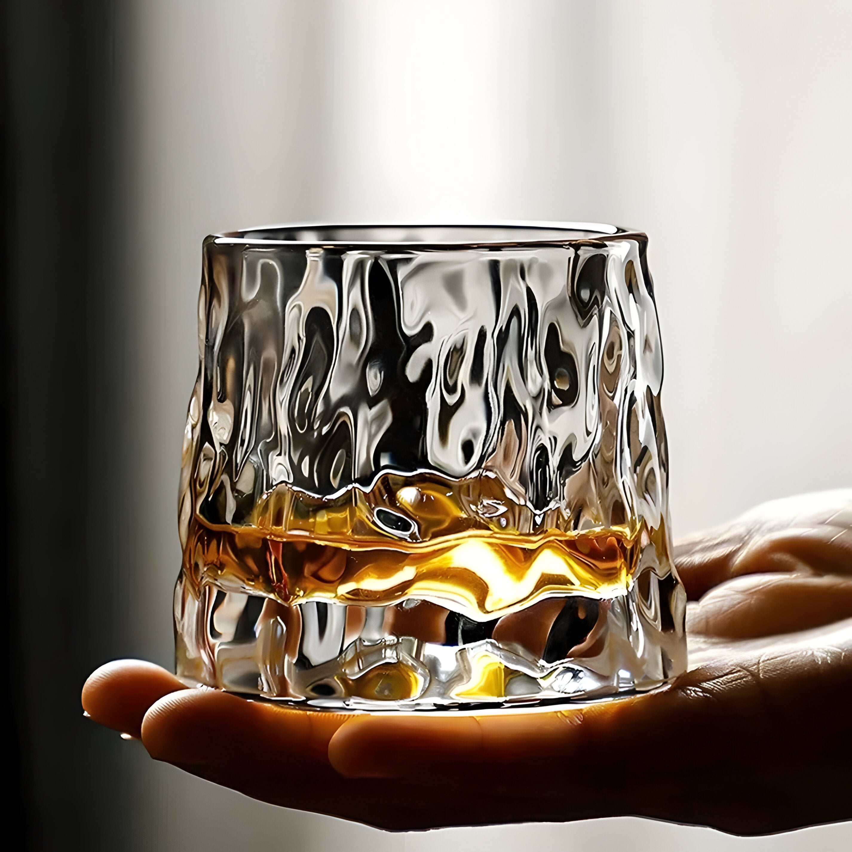 Whiskyglas mit 360° Drehfunktion – Strukturiertes Design für stilvollen Trinkgenuss