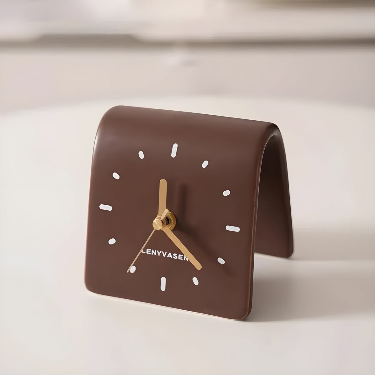 Timepiece Clock - Kreative Keramik-Tischuhr - Mattes Braun - Wohnzubehör