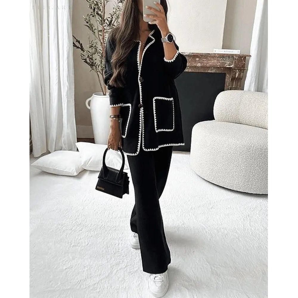 Tori - Stilvolles und bequemes zweiteiliges Set - Schwarz / S - Damen-Set