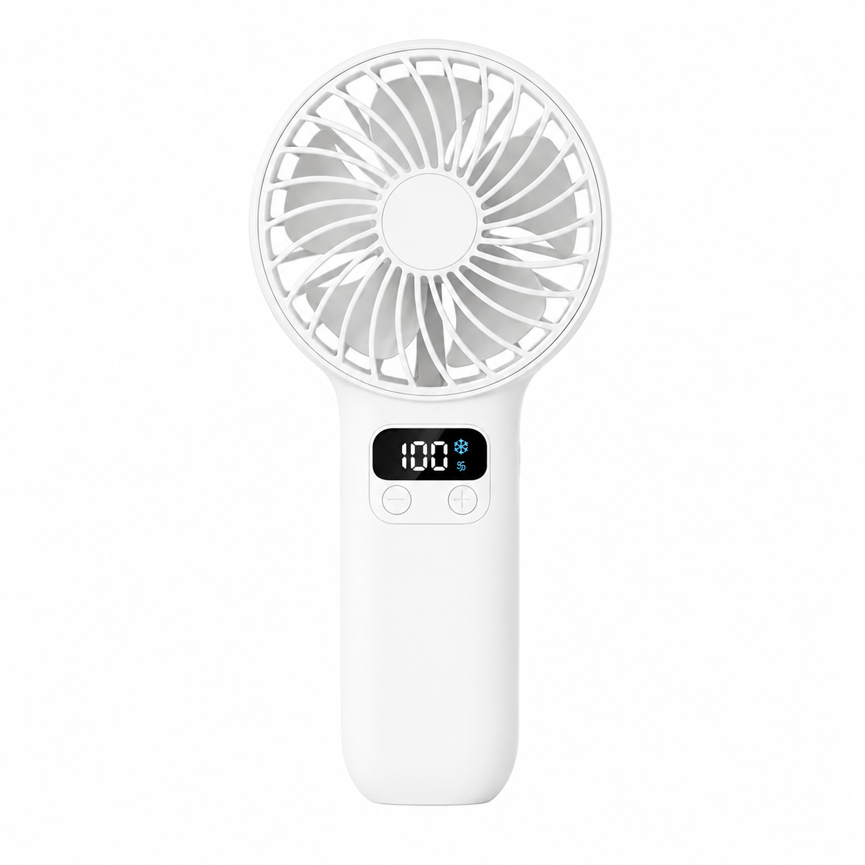 Tragbarer Handventilator – Wiederaufladbarer USB-Ventilator in Weiß für Reisen und den Einsatz im Freien mit 100