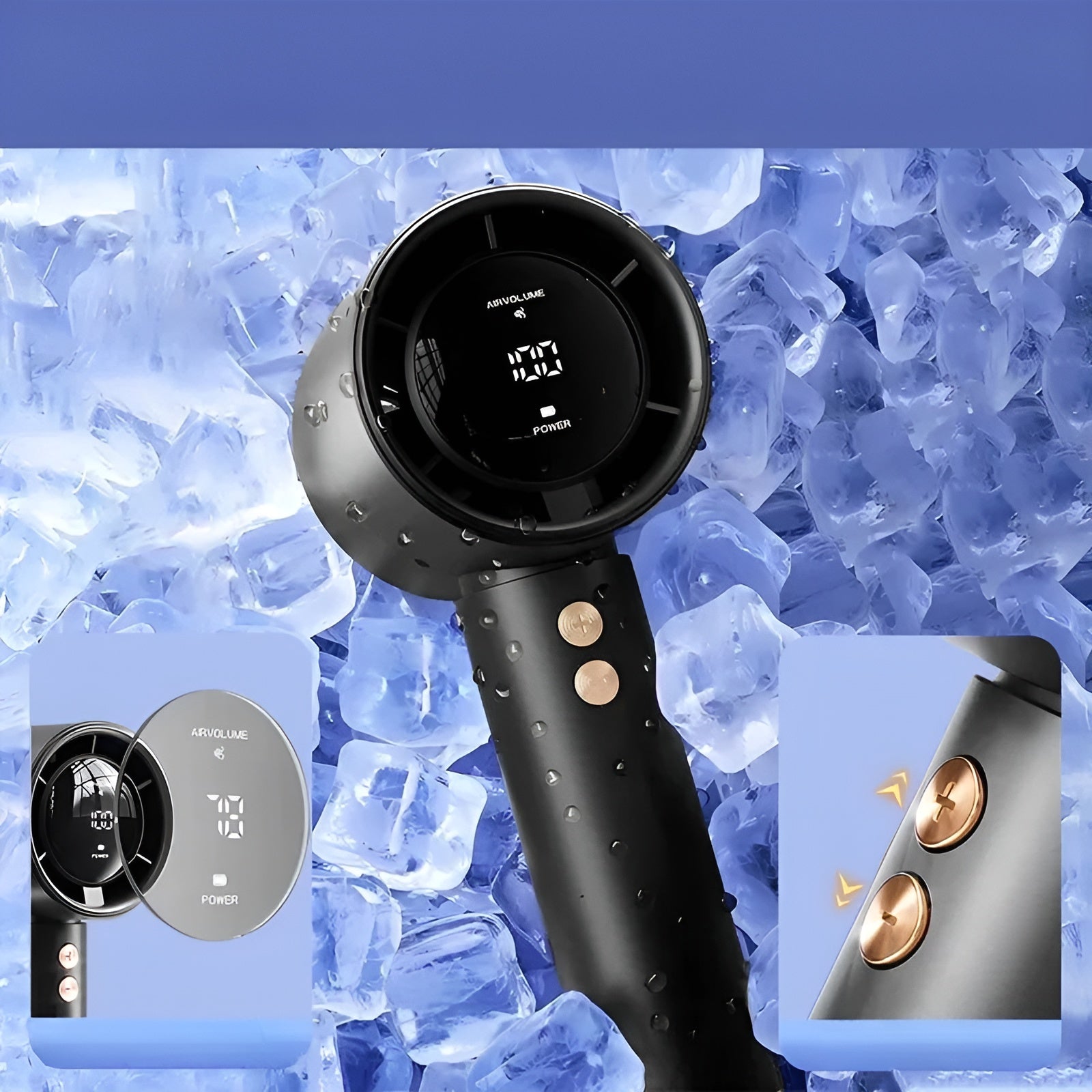 Tragbarer Mini-Turbo-Handventilator – Digitalanzeige USB-C-Aufladung und 100 Geschwindigkeitsstufen - Handventilator