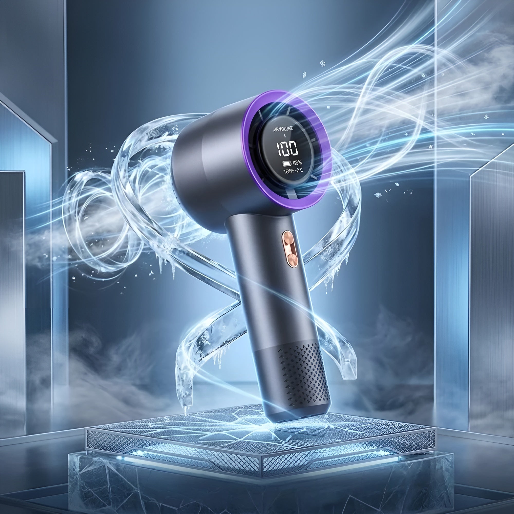 Tragbarer Mini-turbo-handventilator – Über USB Aufladbarer 5-v-hochgeschwindigkeitsventilator MIT Digitalanzeige Und 6