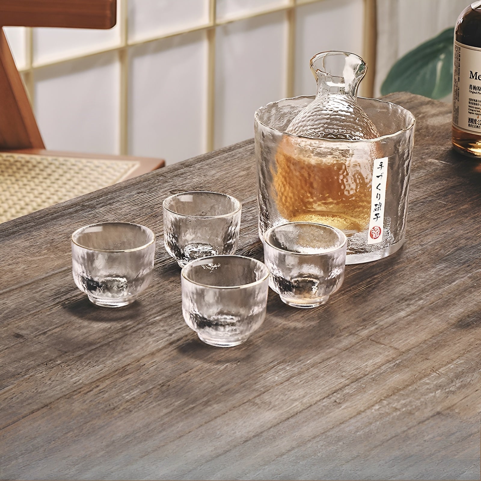 Japanisches Sake-Set aus Glas – Elegante Karaffe mit Bechern | Perfekt für Wein, Whisky & Likör