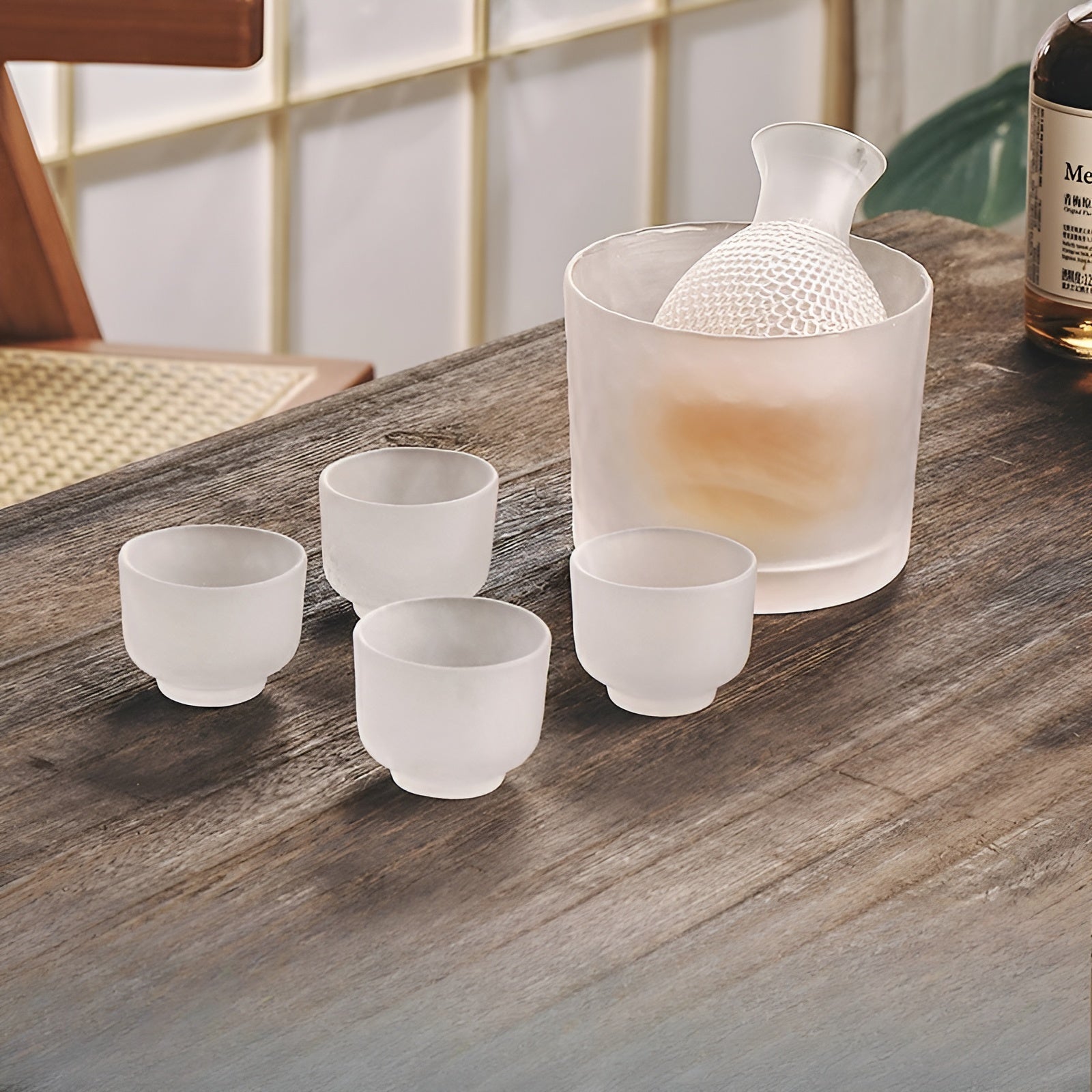 Japanisches Sake-Set aus Glas – Elegante Karaffe mit Bechern | Perfekt für Wein, Whisky & Likör