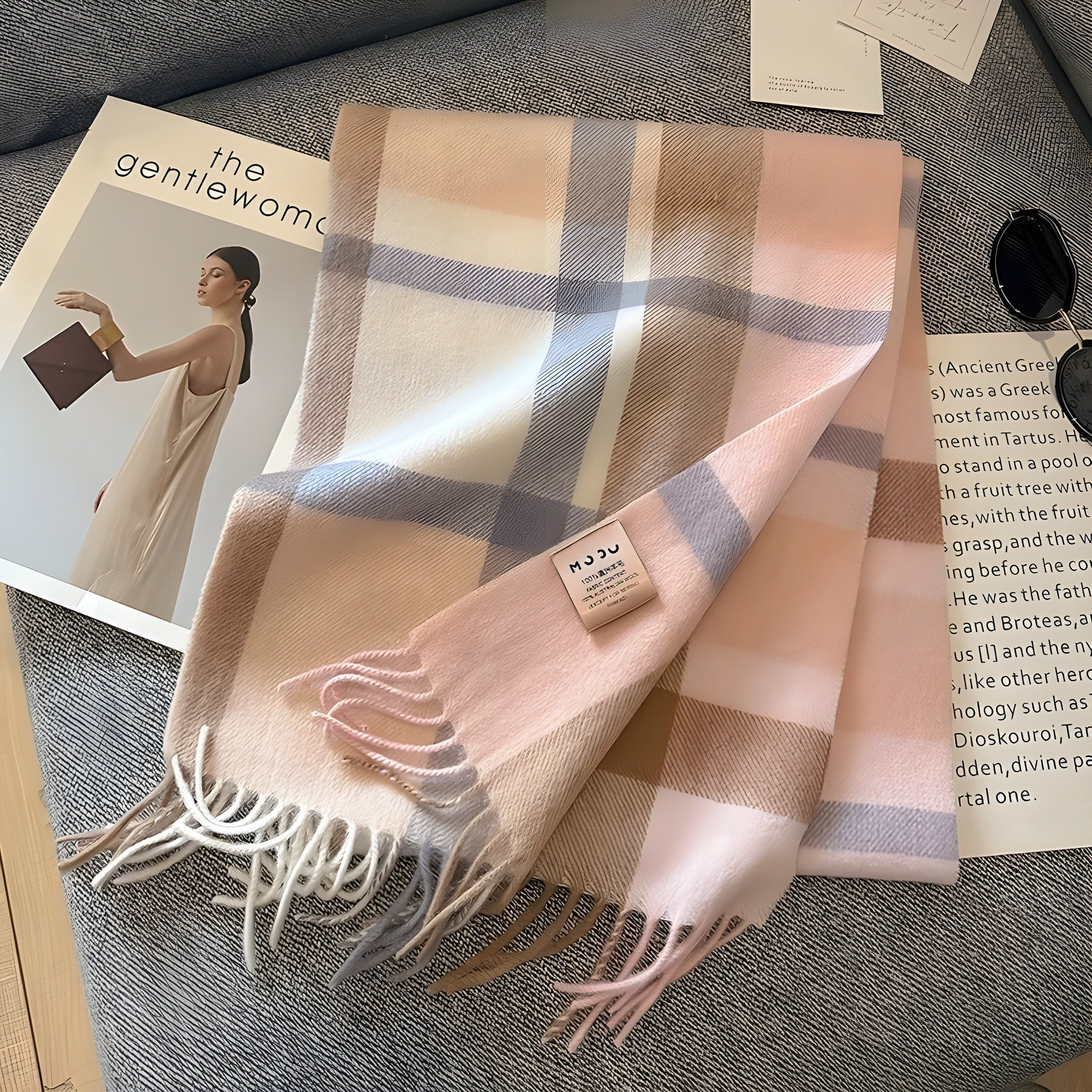 CashmereBreeze Schal - Lässiger Britisch Karierter Kaschmir Winterschal für Frauen
