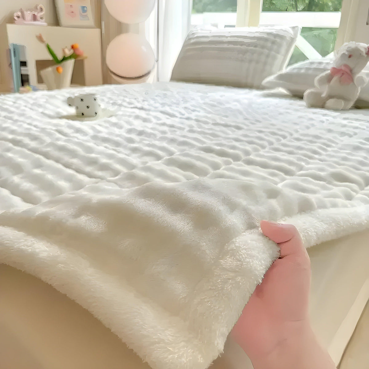 VelvetRest Bettwäscheset - Warmer Winter-Milch-Samt Anti-Rutsch-Matratzenbezug - Beige / 90 x 200 1 pc - Bettwäsche-Set