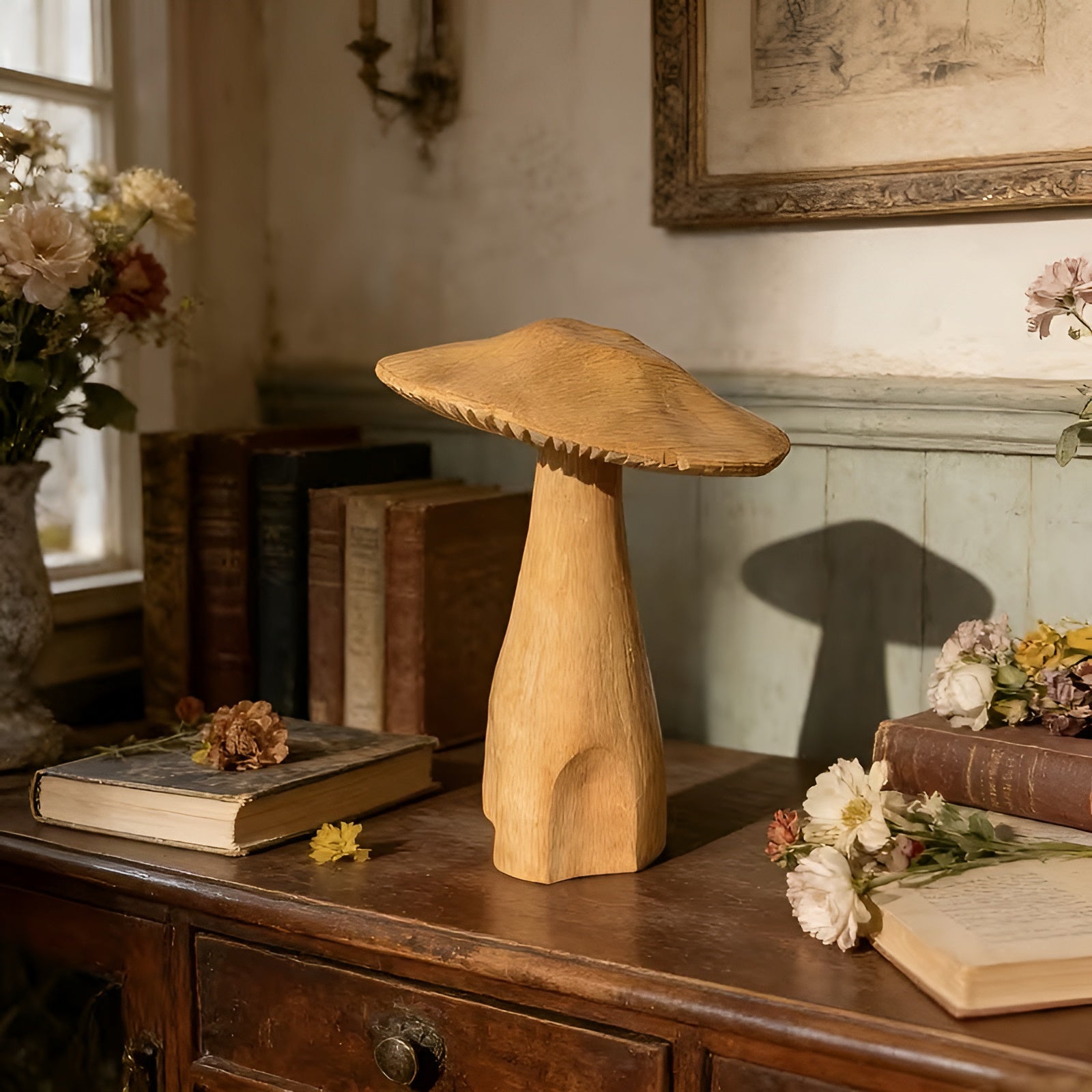 Vintage Pilz Dekofigur – Rustikale Tischdekoration | Perfekt für Café Landhausstil und als Geschenk zu Ostern