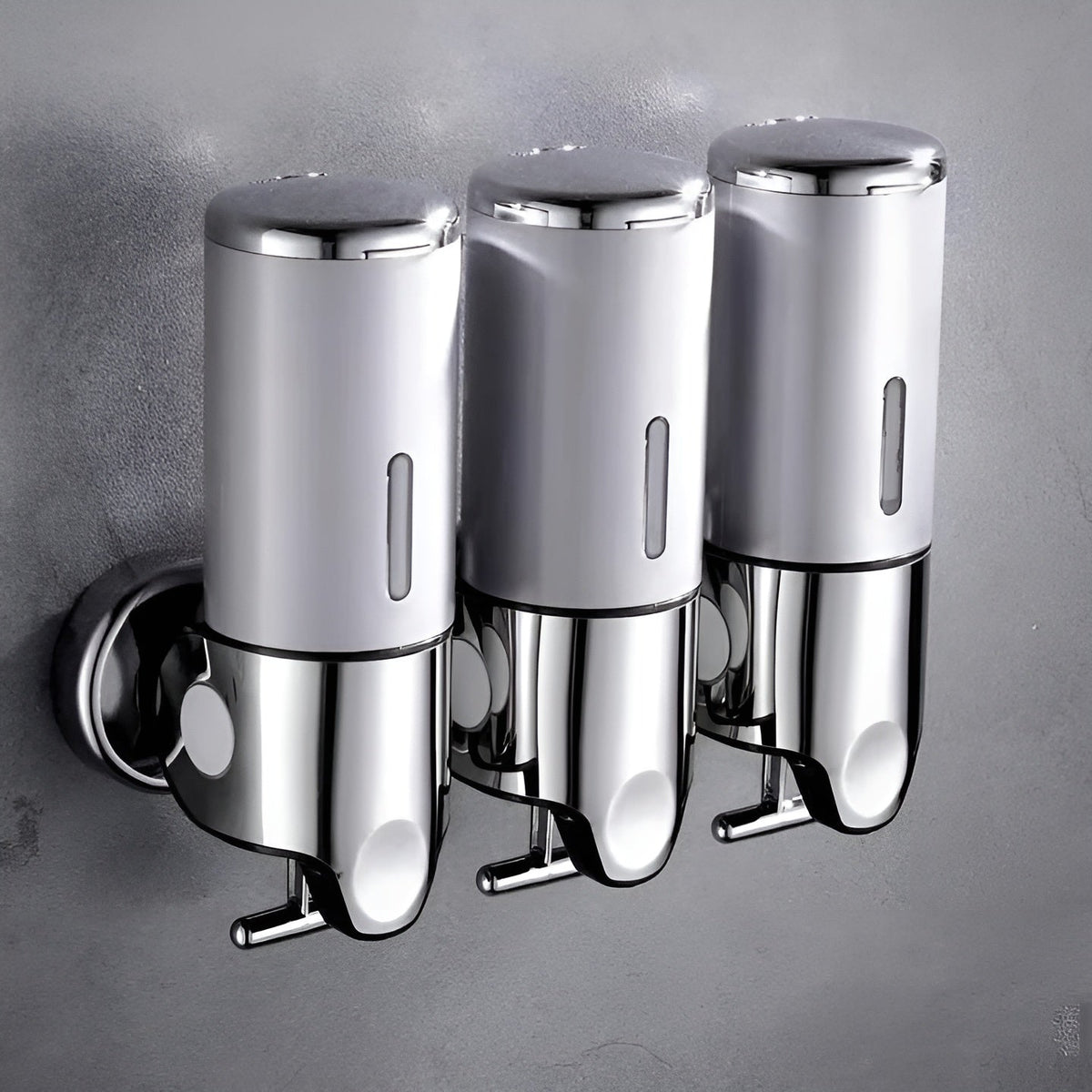Wandseifenspender mit Marmor-Optik – 500 ml zur Wandmontage - 3 Stück / Silber - Seifenspender