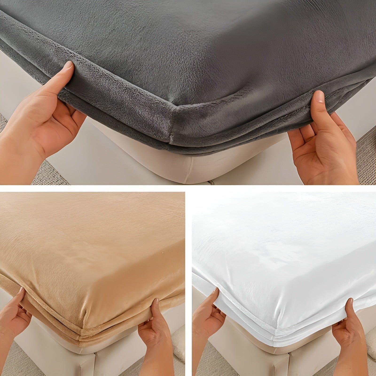 WarmVelvet Set - Luxuriöses weiches Samt-Spannbettlaken und Kissenbezug-Set - Bettwäsche-Set