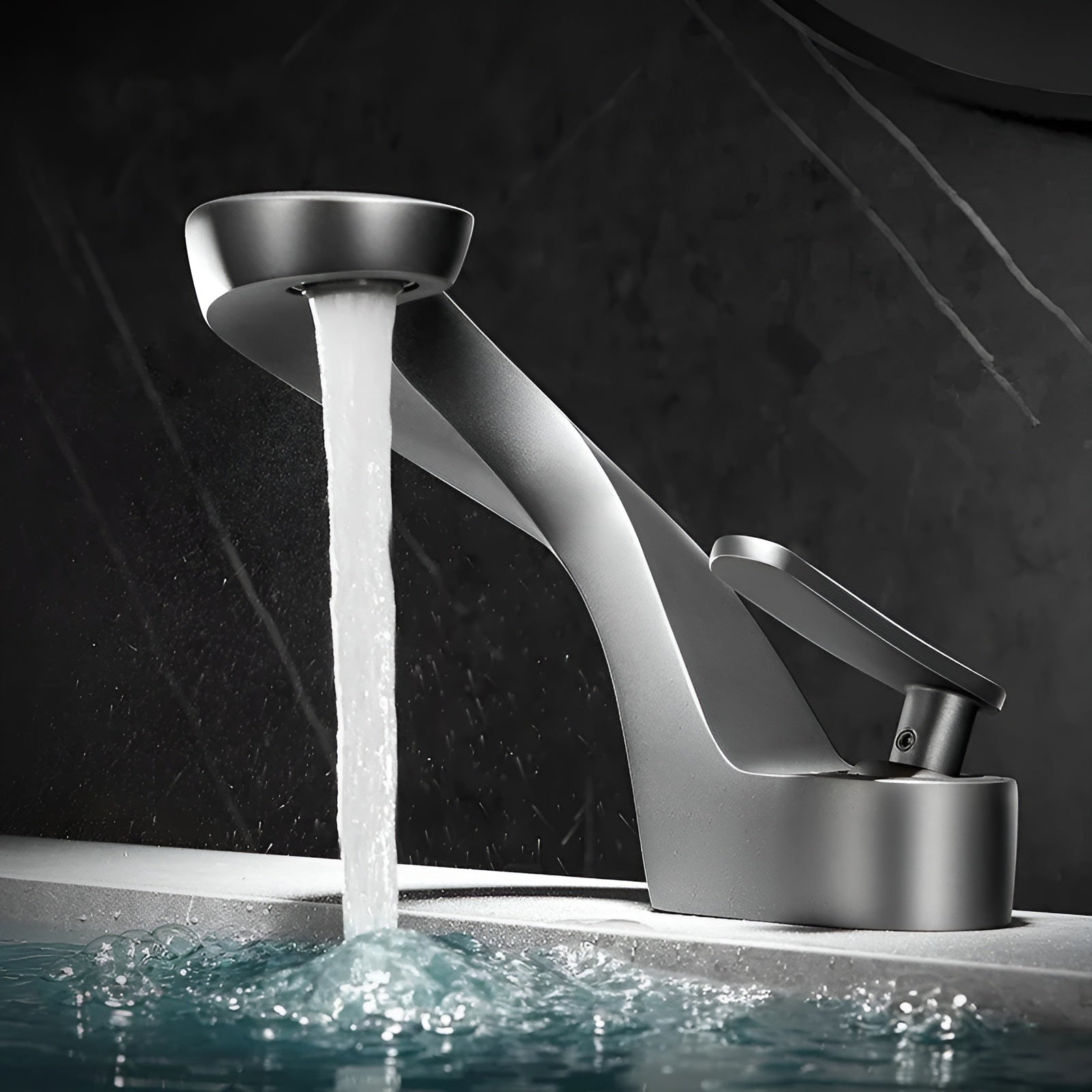 Waschbeckenarmatur mit Wasserfall – Modern und Elegant | Chrom Messing Mischbatterie für Bad Warm- und Kaltwasser