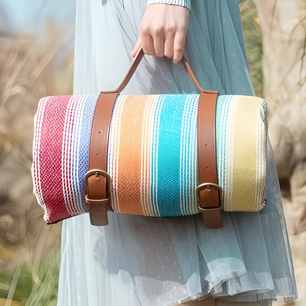 Wasserdichte Picknickdecke – faltbar und waschbar | Karomuster mit Tragegriff - Picknickdecke