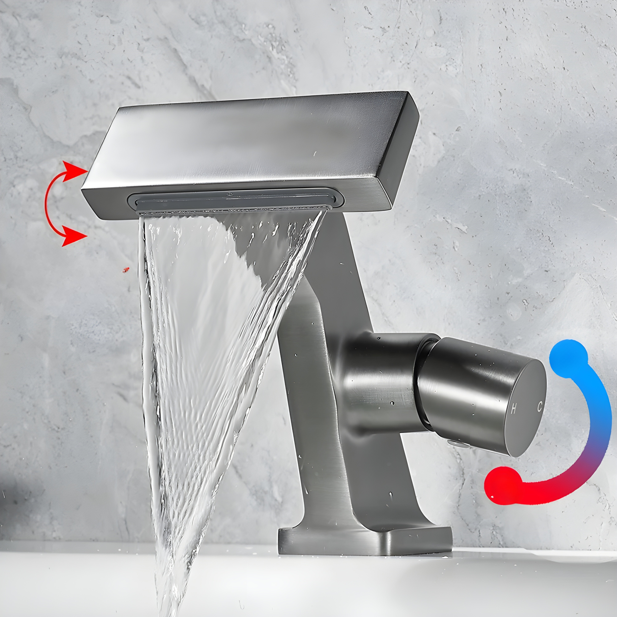 Wasserfall-Waschtischarmatur – Modern und Elegant | Einhebelmischer Für Waschbecken - Waschtischarmaturen