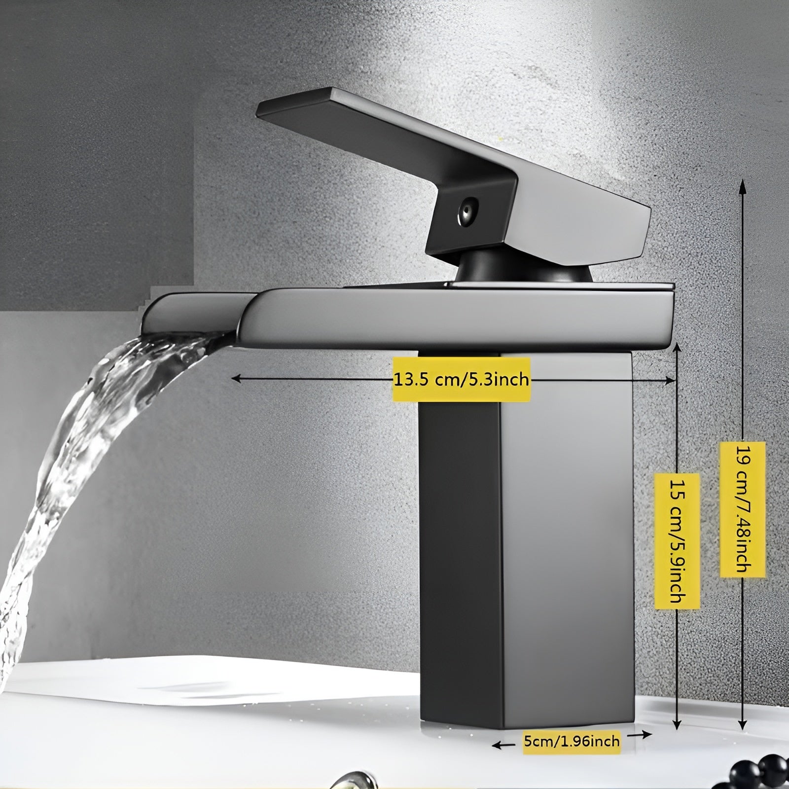 Wasserfall Wasserhahn fürs Waschbecken – Elegantes Design | Einhebelarmatur mit Warm- und Kaltwasser