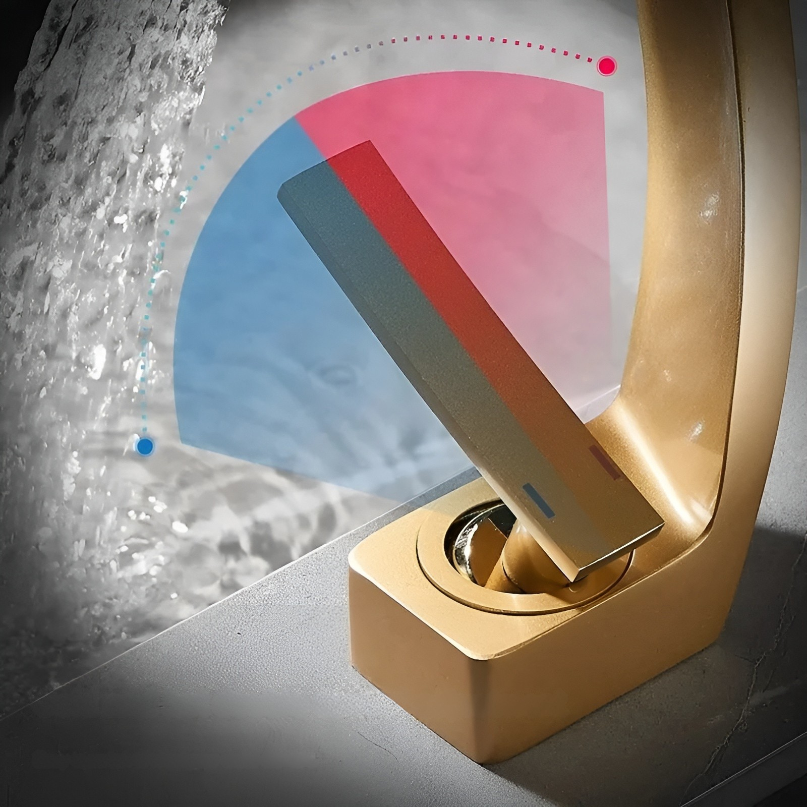 Wasserfall Wasserhahn fürs Waschbecken – Messing Armatur mit Warm- und Kaltwasser | Stilvoll für Bad und Gäste-WC