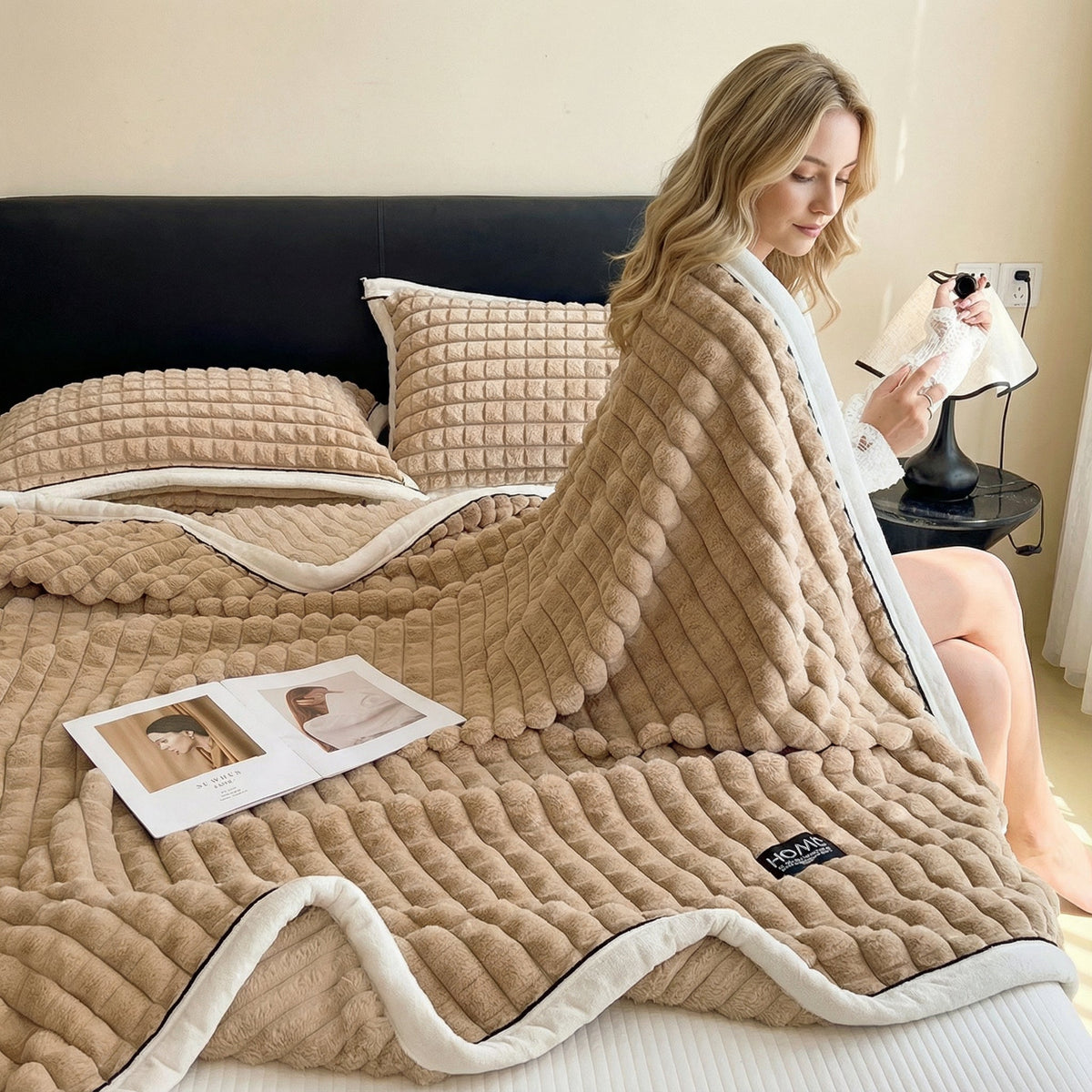 Weiche Fleece-Kuscheldecke aus Baumwolle und Polyester – warmes Plaid - Decken und Plaids