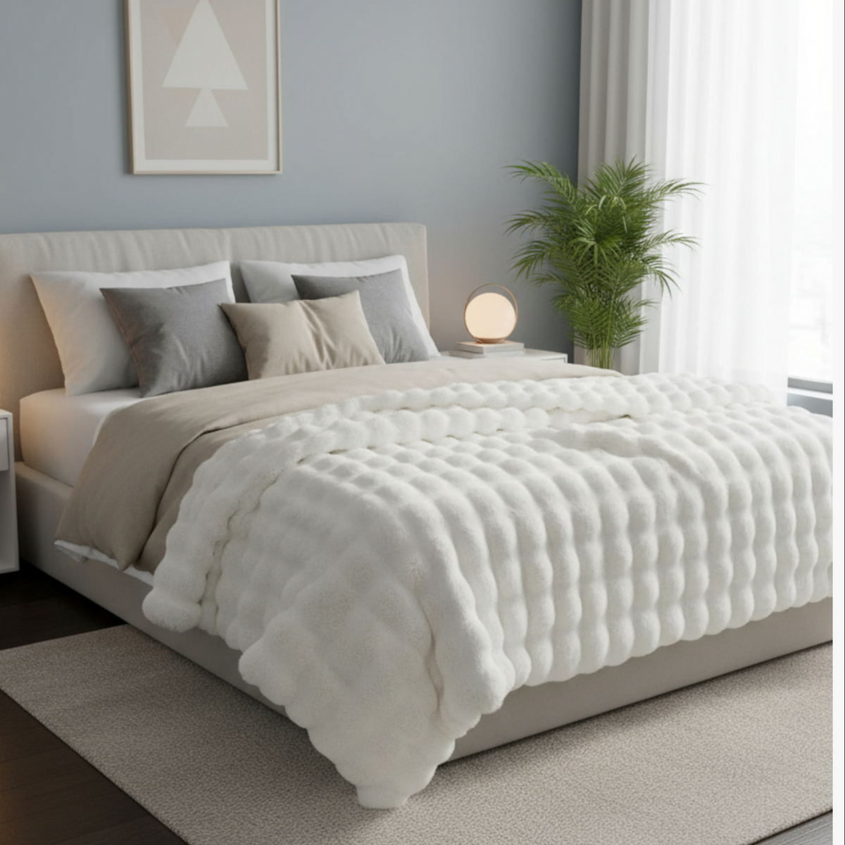 Weiche Fleecedecke – warme Kuscheldecke für Sofa Bett und Gästezimmer - Weiß / 127x152 cm - Decken und Plaids