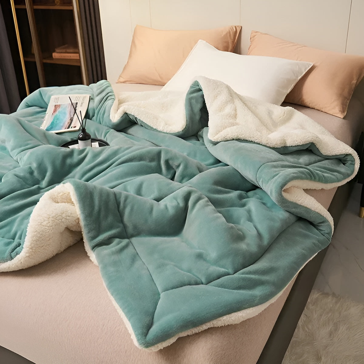 Weiches Fleeceplaid – Luksuriös und Warm | Perfekt für Schlafzimmer - Dunkelgrün / 100 x 120 cm - Decke