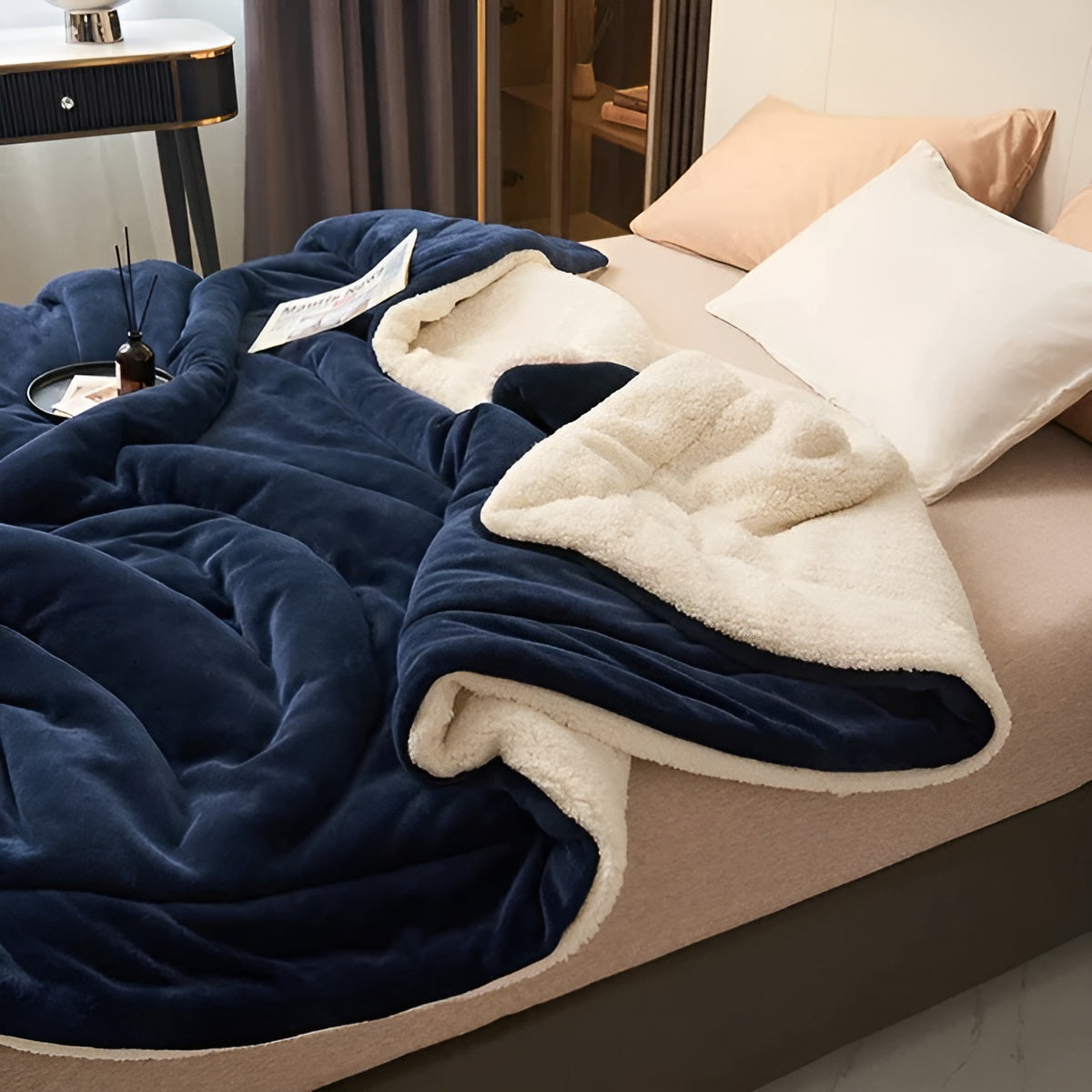 Weiches Fleeceplaid – Luksuriös und Warm | Perfekt für Schlafzimmer - Marineblau / 100 x 120 cm - Decke