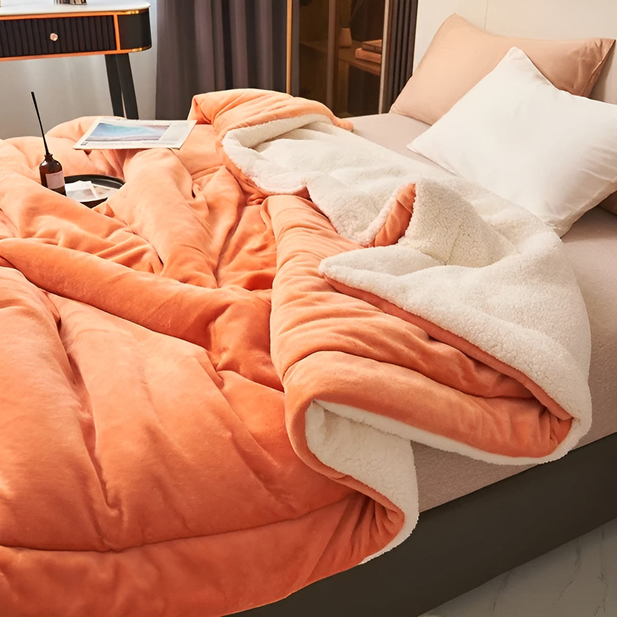Weiches Fleeceplaid – Luksuriös und Warm | Perfekt für Schlafzimmer - Orange / 100 x 120 cm - Decke