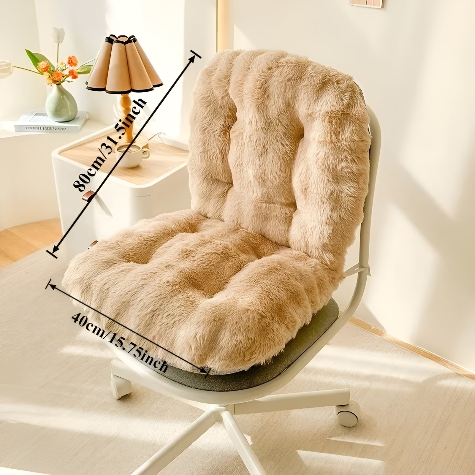 Weiches Sitzkissen aus Kunstfell – Extra Dick & Kuschelig | Perfekt für Stuhl und Sofa - Braun - Kissen