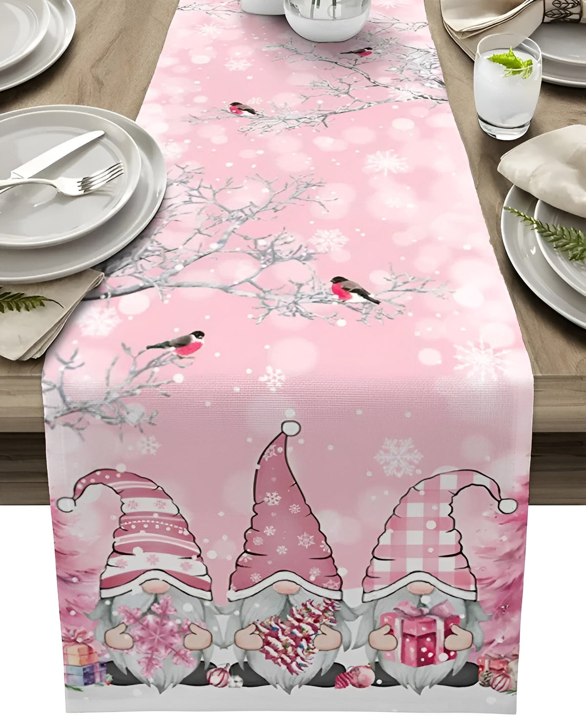 Weihnachtlicher Tischläufer – Dekorativ mit Schneeflocken | Perfekt für Winter & Festtafel - 178 cm x 33 cm / Weiß A
