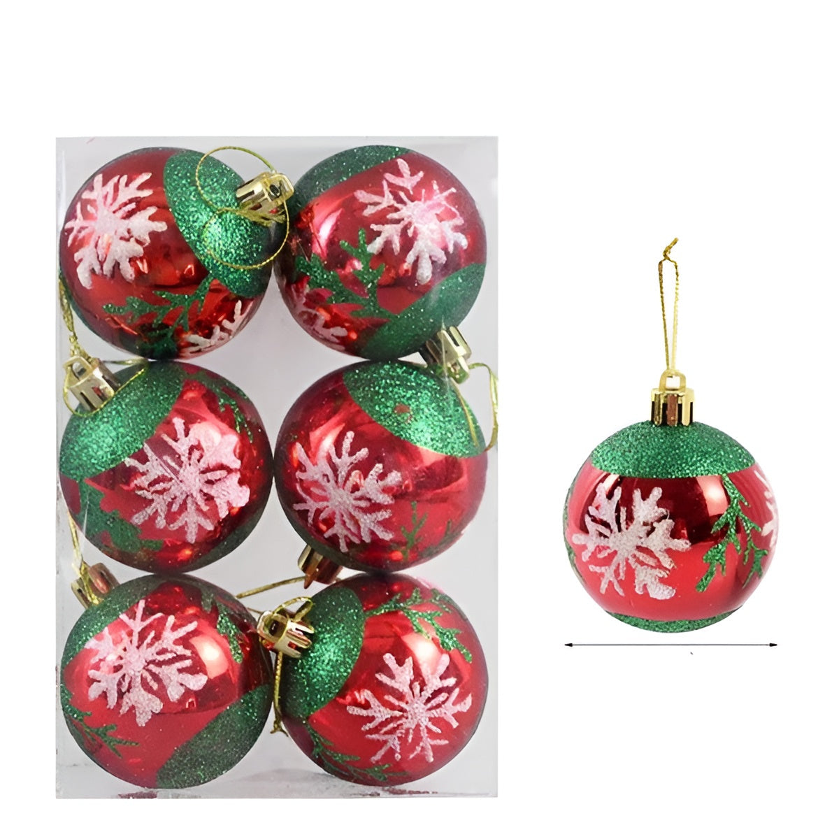 Weihnachtsbaumkugeln im Set – Glänzend & Stilvoll | 6er-Pack Christbaumschmuck - H - Saisonale Dekoration