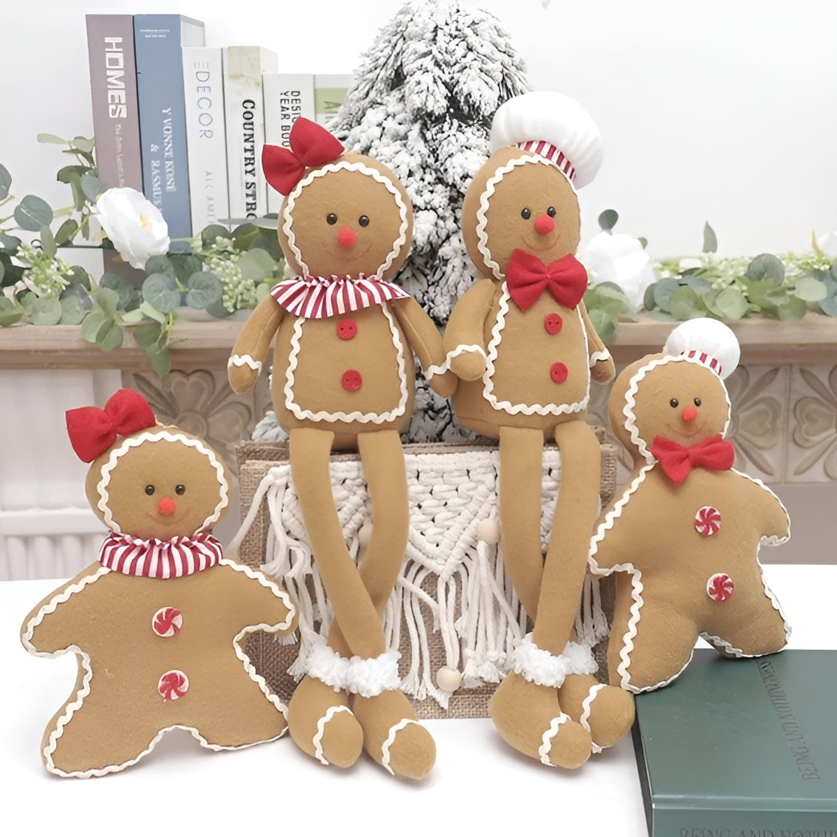 Weihnachtsbaumschmuck Lebkuchenfigur –Handgefertigtes Weihnachtsornament aus weichem Stoff - Saisonale Dekoration