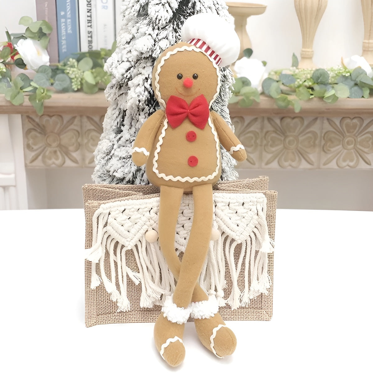 Weihnachtsbaumschmuck Lebkuchenfigur –Handgefertigtes Weihnachtsornament aus weichem Stoff - 39cm Junge - Saisonale