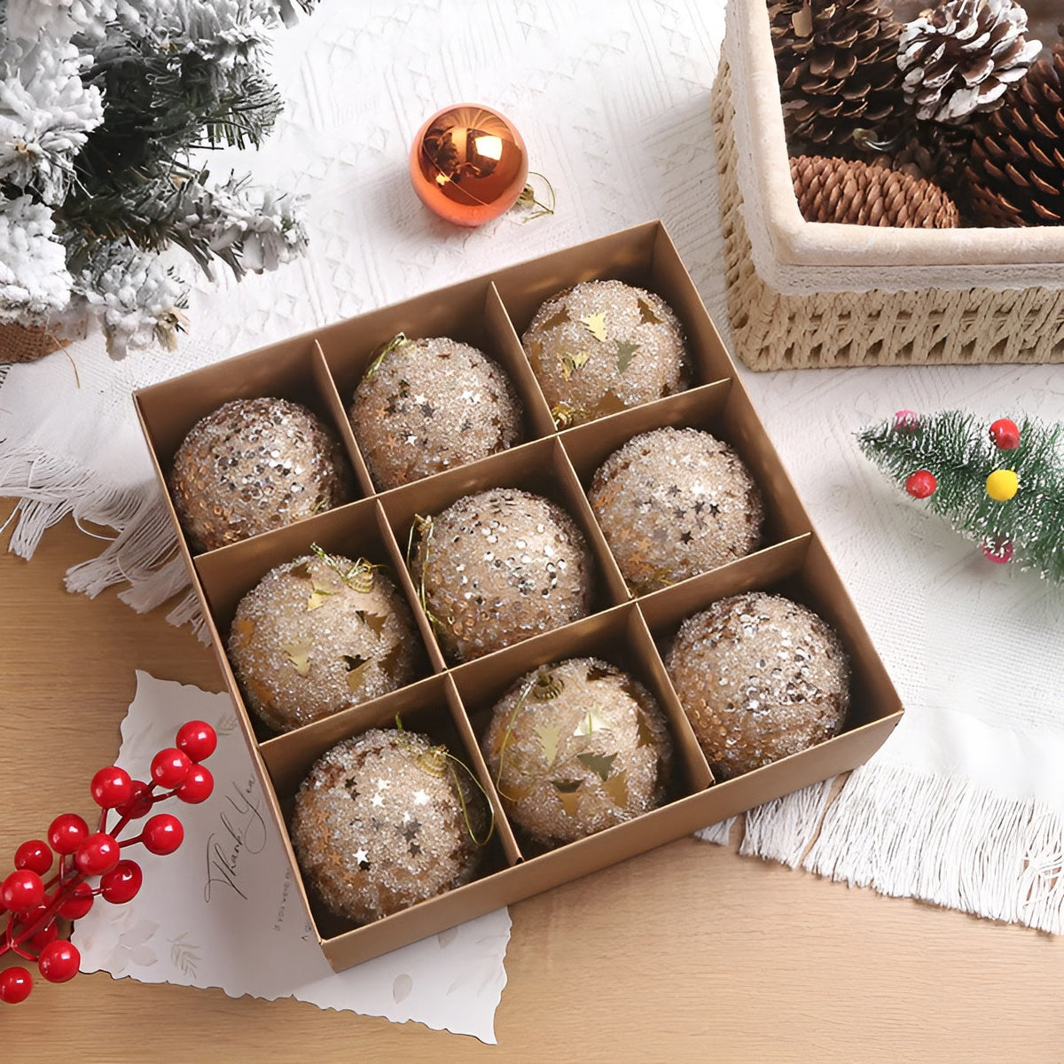Weihnachtskugeln zum Aufhängen – Elegante & Dekorative Ornamente | Perfekt als Geschenk - Kampagne A / 8 Stück