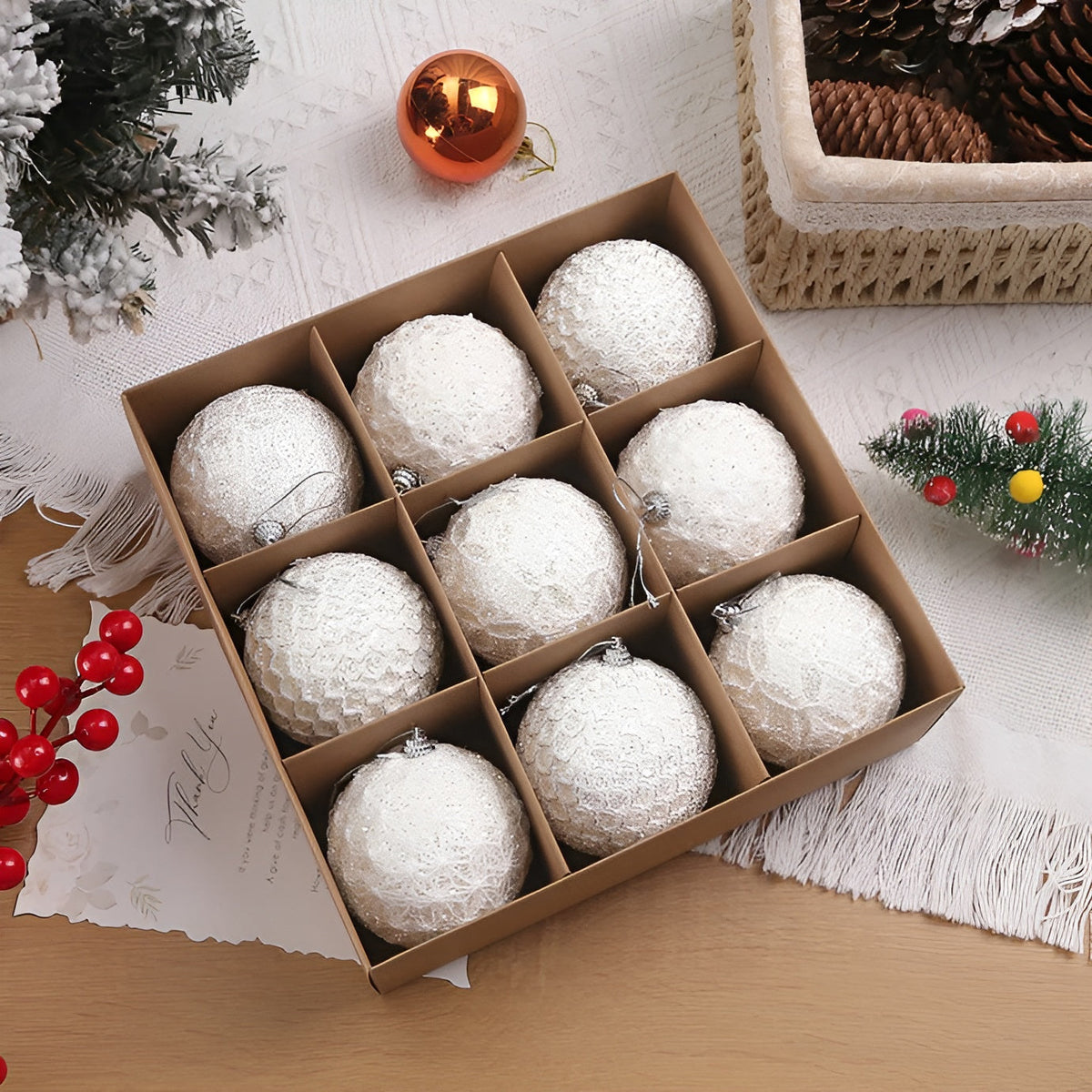 Weihnachtskugeln zum Aufhängen – Elegante & Dekorative Ornamente | Perfekt als Geschenk - Weiß C / 8 Stück - Saisonale