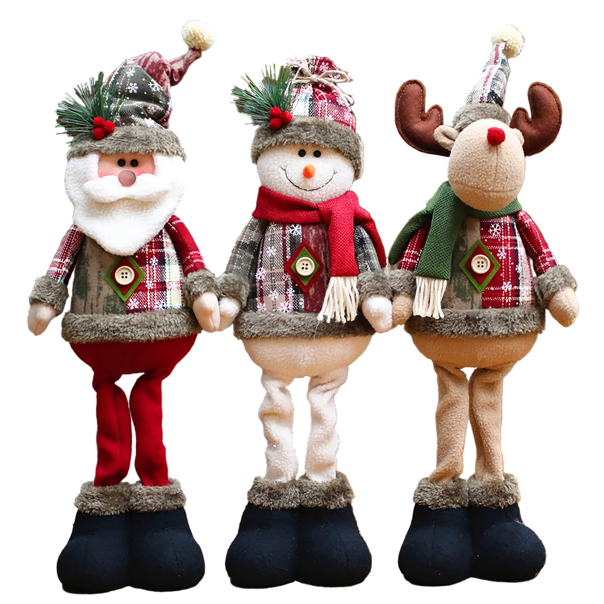 Weihnachtsmann & Freunde – Stehende Weihnachtsfiguren | Hübsche Stehpuppen für Ihr Zuhause - 3 pcs - Skulptur