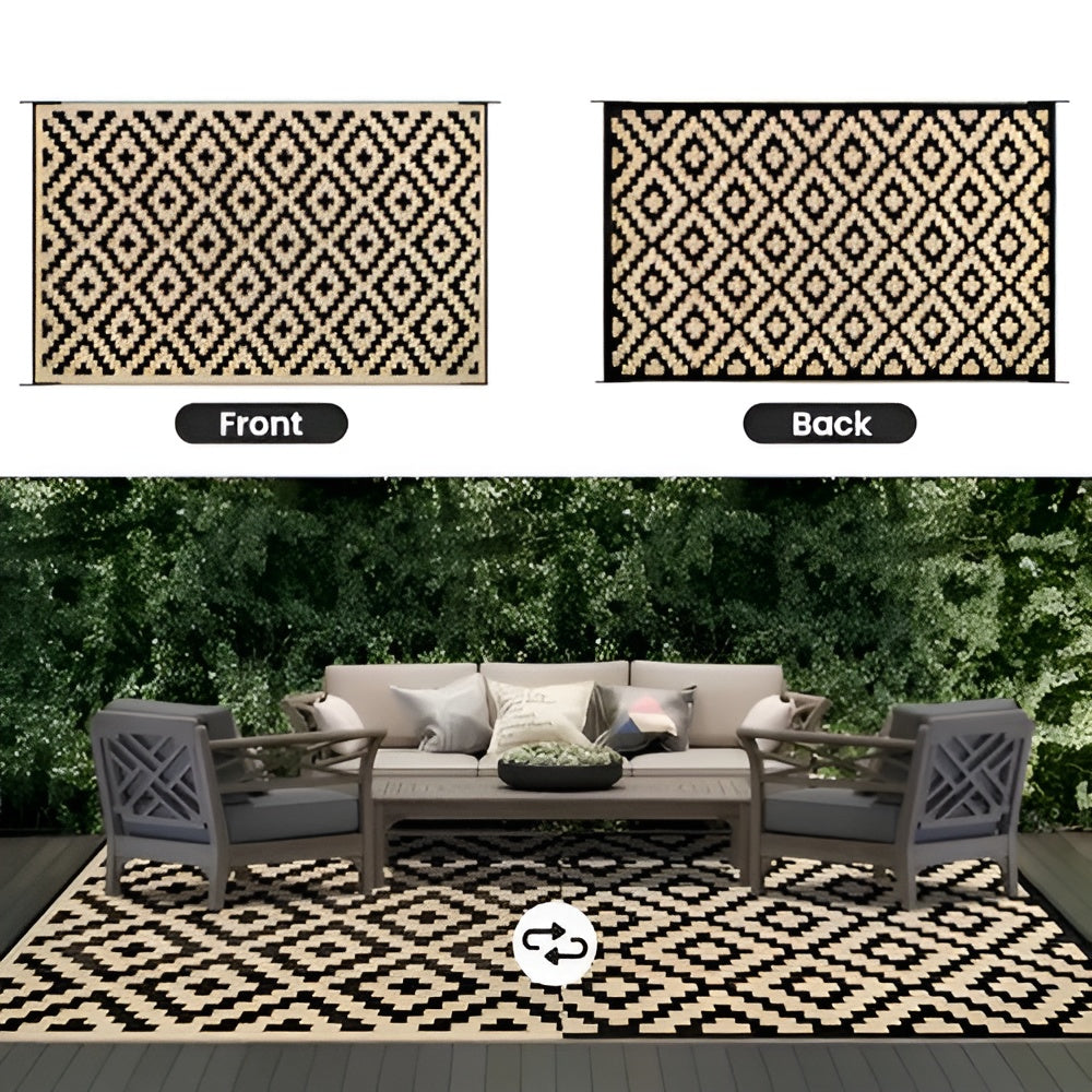 Wendbare Outdoor-Matte – Rutschfest & UV-beständig | Polypropylen mit geometrischem Design - Matte