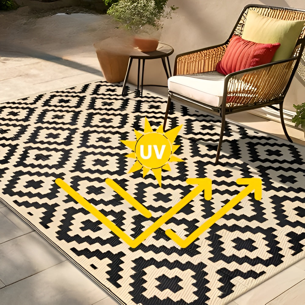 Wendbare Outdoor-Matte – Rutschfest & UV-beständig | Polypropylen mit geometrischem Design - Matte