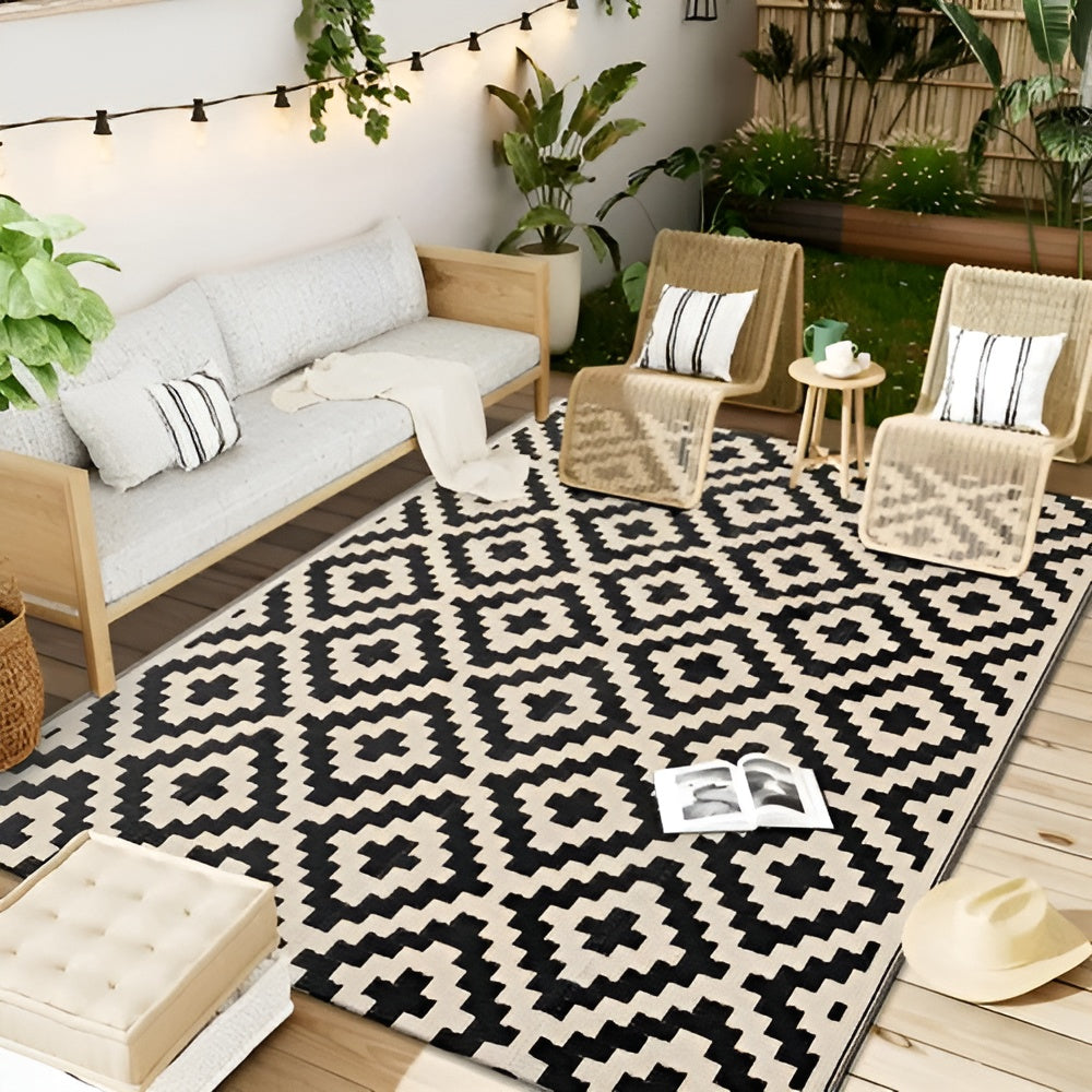 Wendbare Outdoor-Matte – Rutschfest & UV-beständig | Polypropylen mit geometrischem Design - Matte