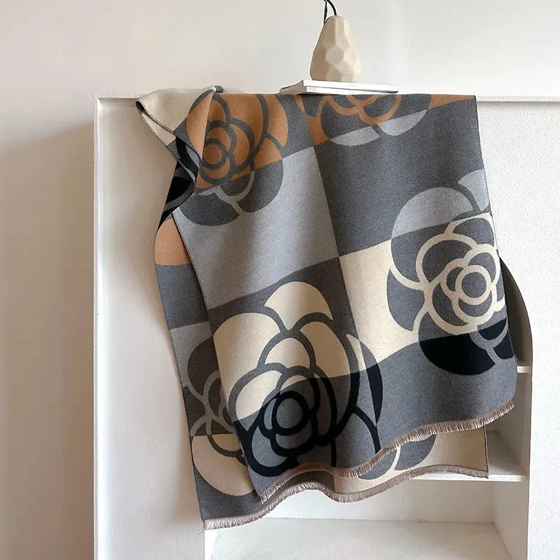 Wendeschal aus Kaschmir mit Blumenmuster 185x65 cm – Luxus-Winterschal für Damen und Herren - Schals und Tücher