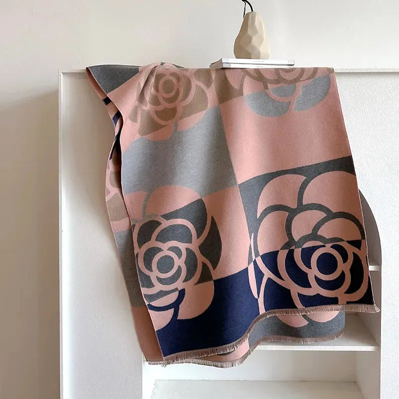 Wendeschal aus Kaschmir mit Blumenmuster 185x65 cm – Luxus-Winterschal für Damen und Herren - Schals und Tücher
