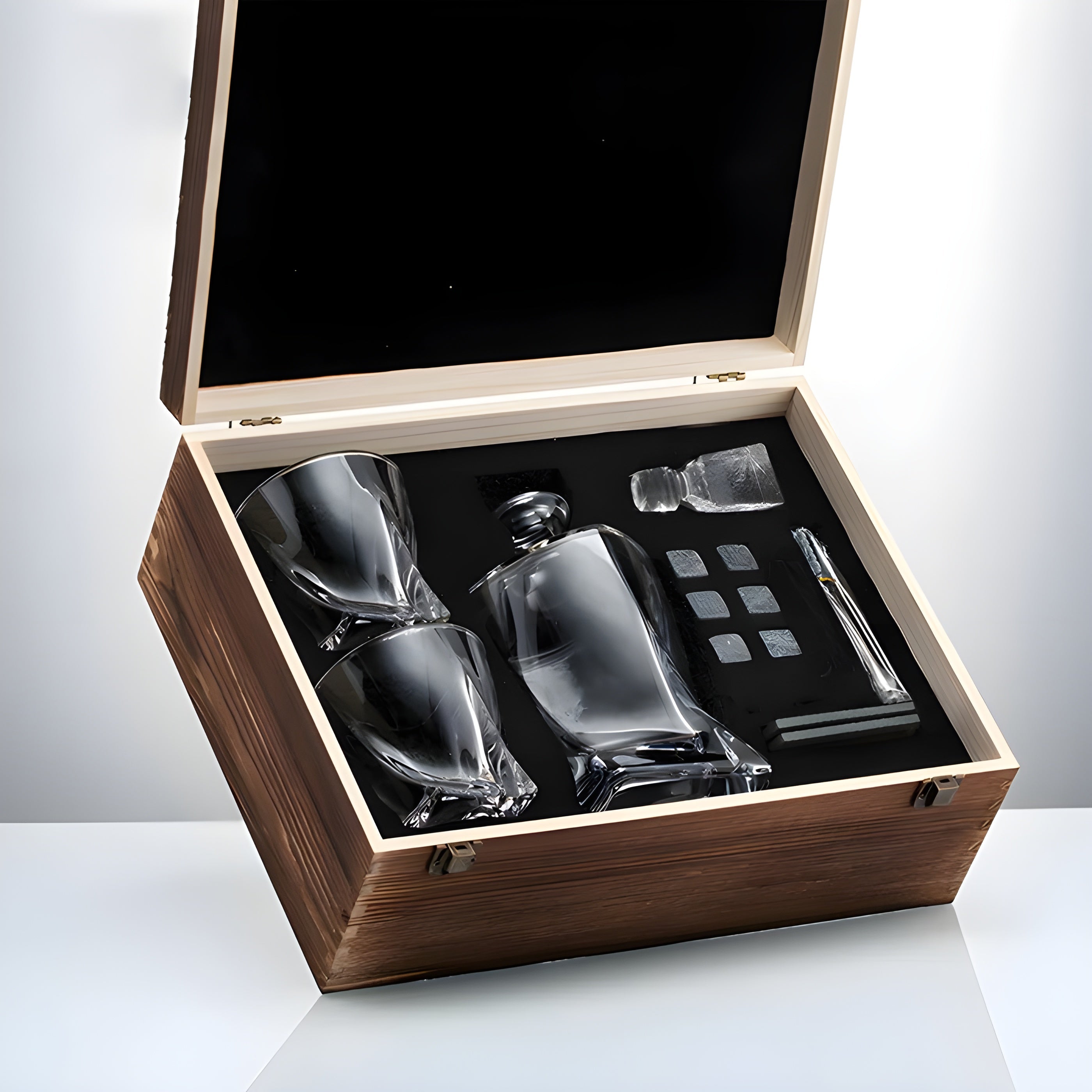 Whiskey Dekanter Set – Luxuriöse Karaffe mit Gläsern und Kühlsteinen - Whisky-Set