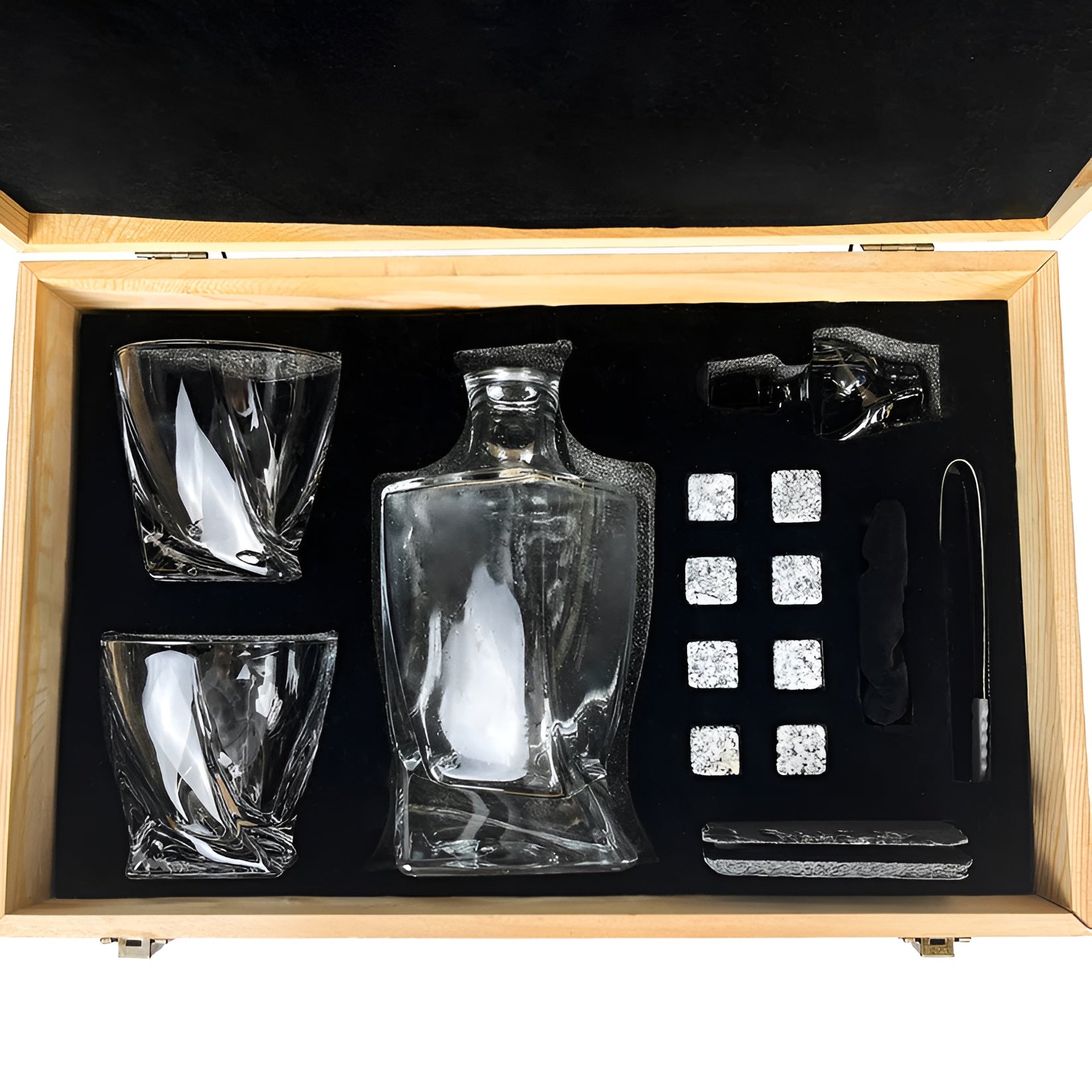 Whiskey Dekanter Set – Luxuriöse Karaffe mit Gläsern und Kühlsteinen - Whisky-Set