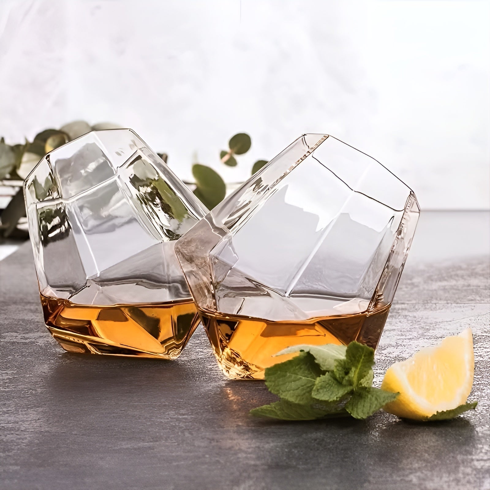 Whiskygläser-Set (4–6 Stück) – Elegantes Diamant-Design ohne Stiel | Perfekt für Whisky Wein & Cocktails - Whiskyglas