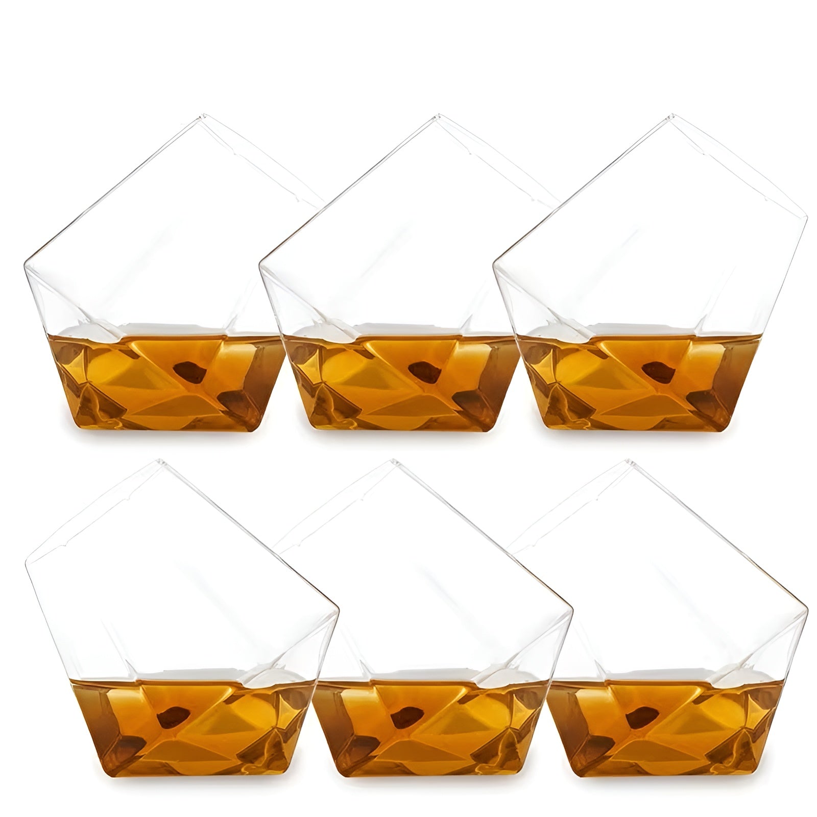 Whiskygläser-Set (4–6 Stück) – Elegantes Diamant-Design ohne Stiel | Perfekt für Whisky Wein & Cocktails - 6 Stück