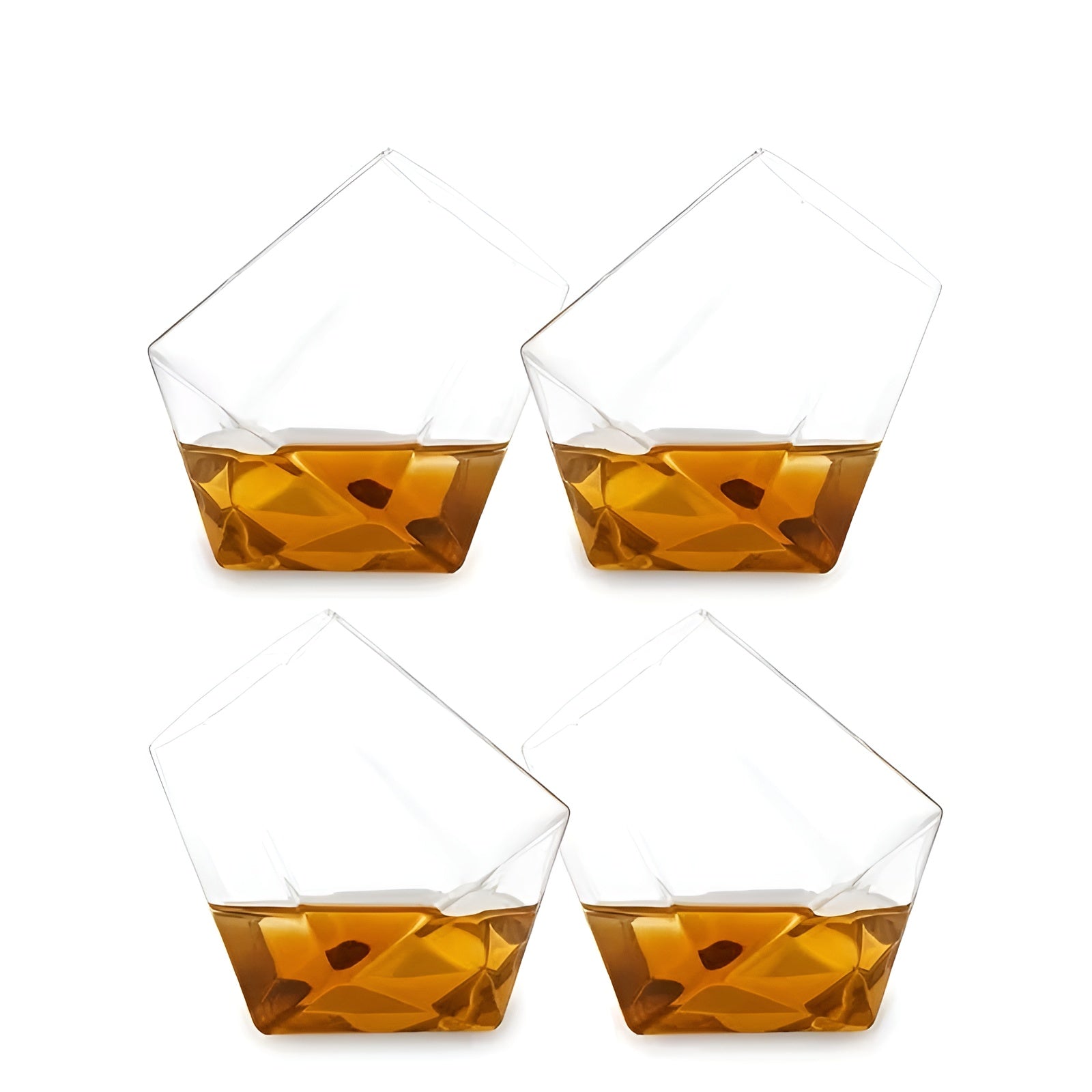 Whiskygläser-Set (4–6 Stück) – Elegantes Diamant-Design ohne Stiel | Perfekt für Whisky Wein & Cocktails - 4 Stück