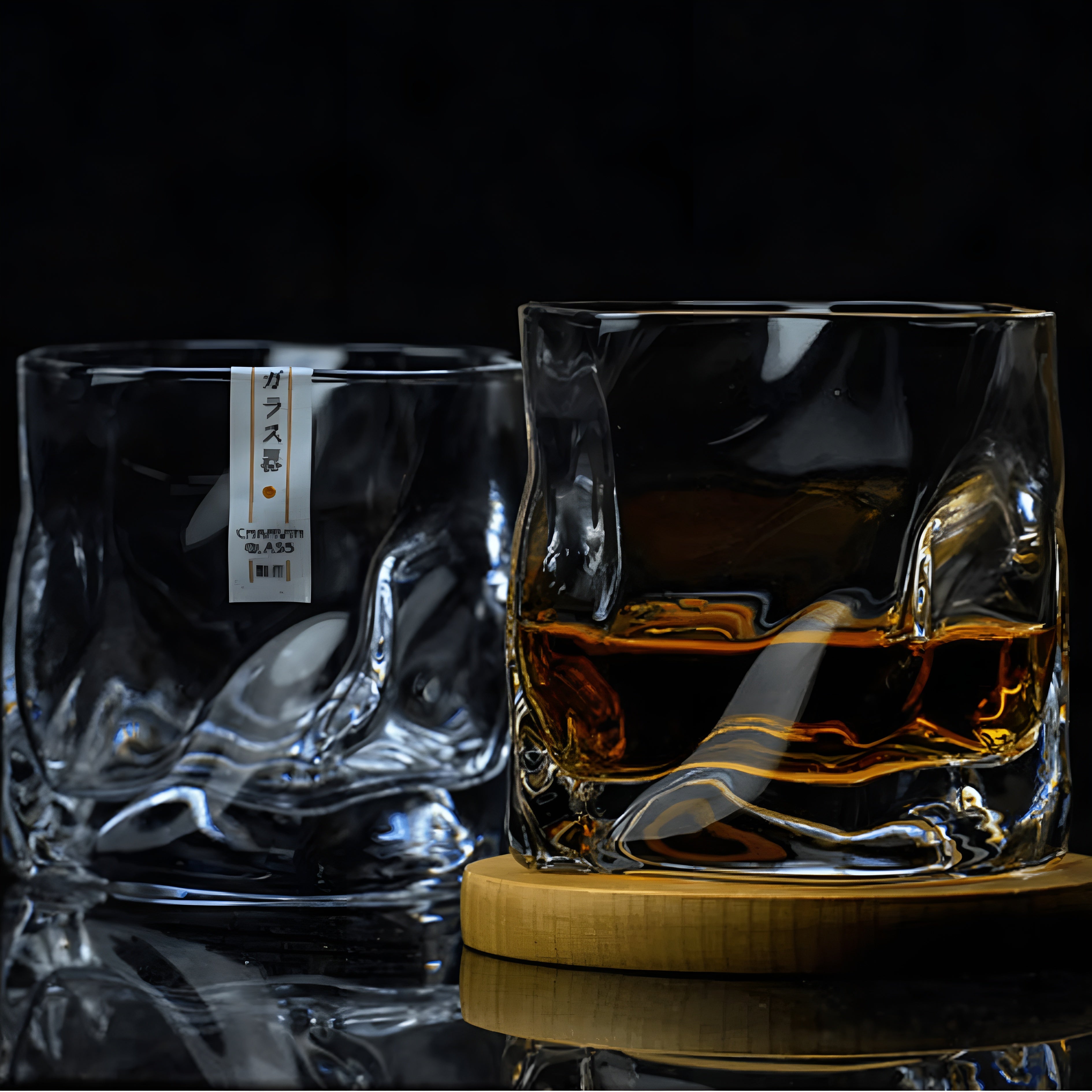Whiskyglas im Edo Kiriko-Stil – Handgeschliffen mit einzigartigem Crumple-Design - Whiskyglas