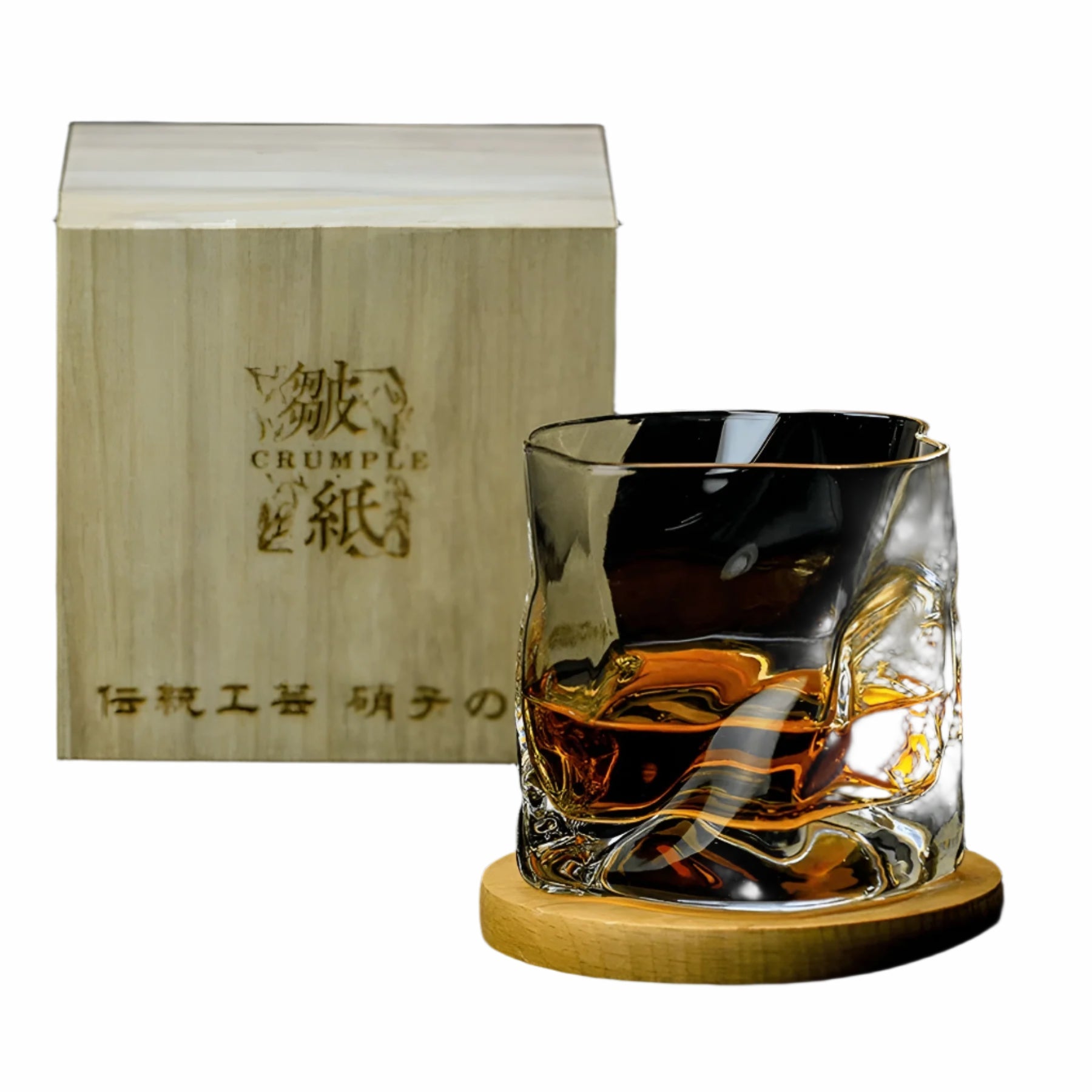 Whiskyglas im Edo Kiriko-Stil – Handgeschliffen mit einzigartigem Crumple-Design - Whiskyglas