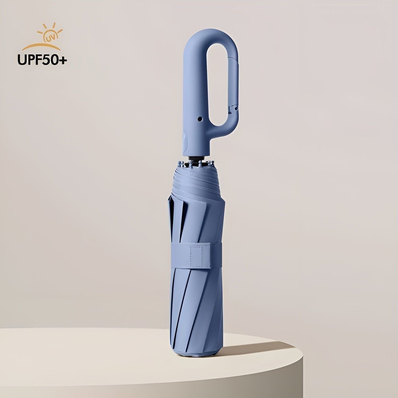 WindPro Regenschirm - Automatischer Schnallengriff Faltregenschirm - Marineblau - Taschenschirm