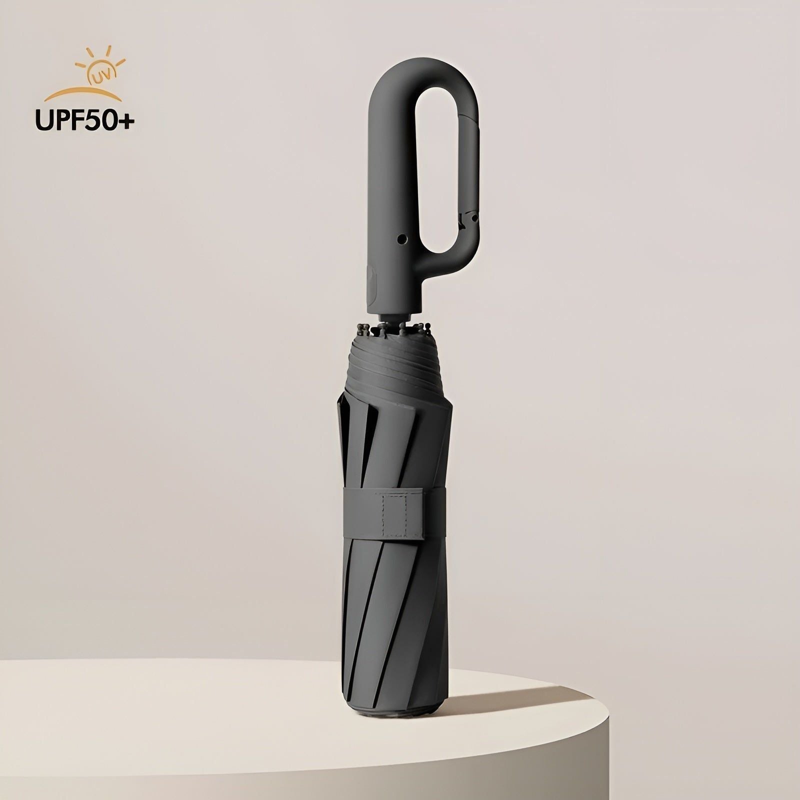 WindPro Regenschirm - Automatischer Schnallengriff Faltregenschirm - Schwarz - Taschenschirm