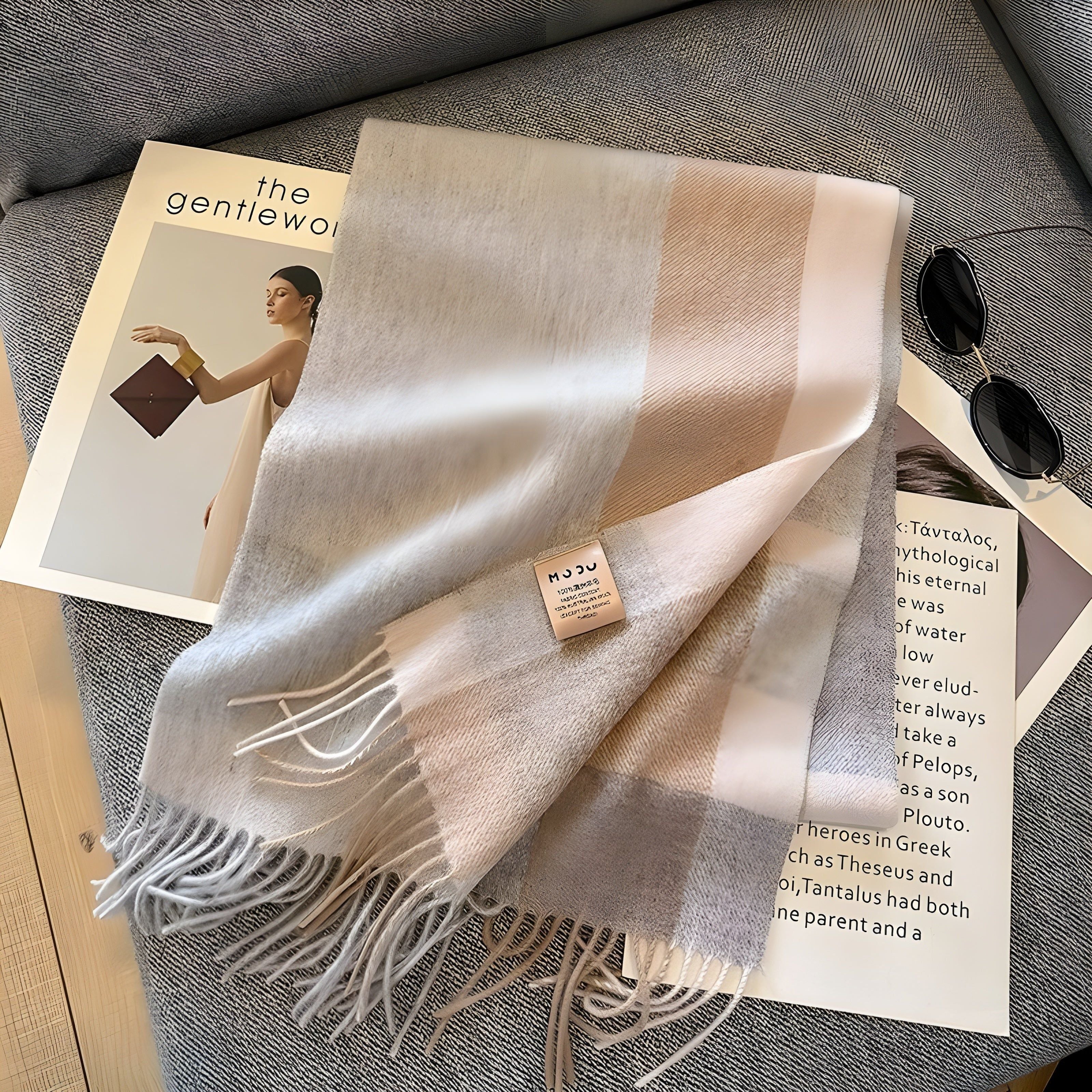 Winterschal mit Karomuster – Weich und Stilvoll Kaschmir | Perfekt für Damen im Herbst & Winter - M / 32x188cm