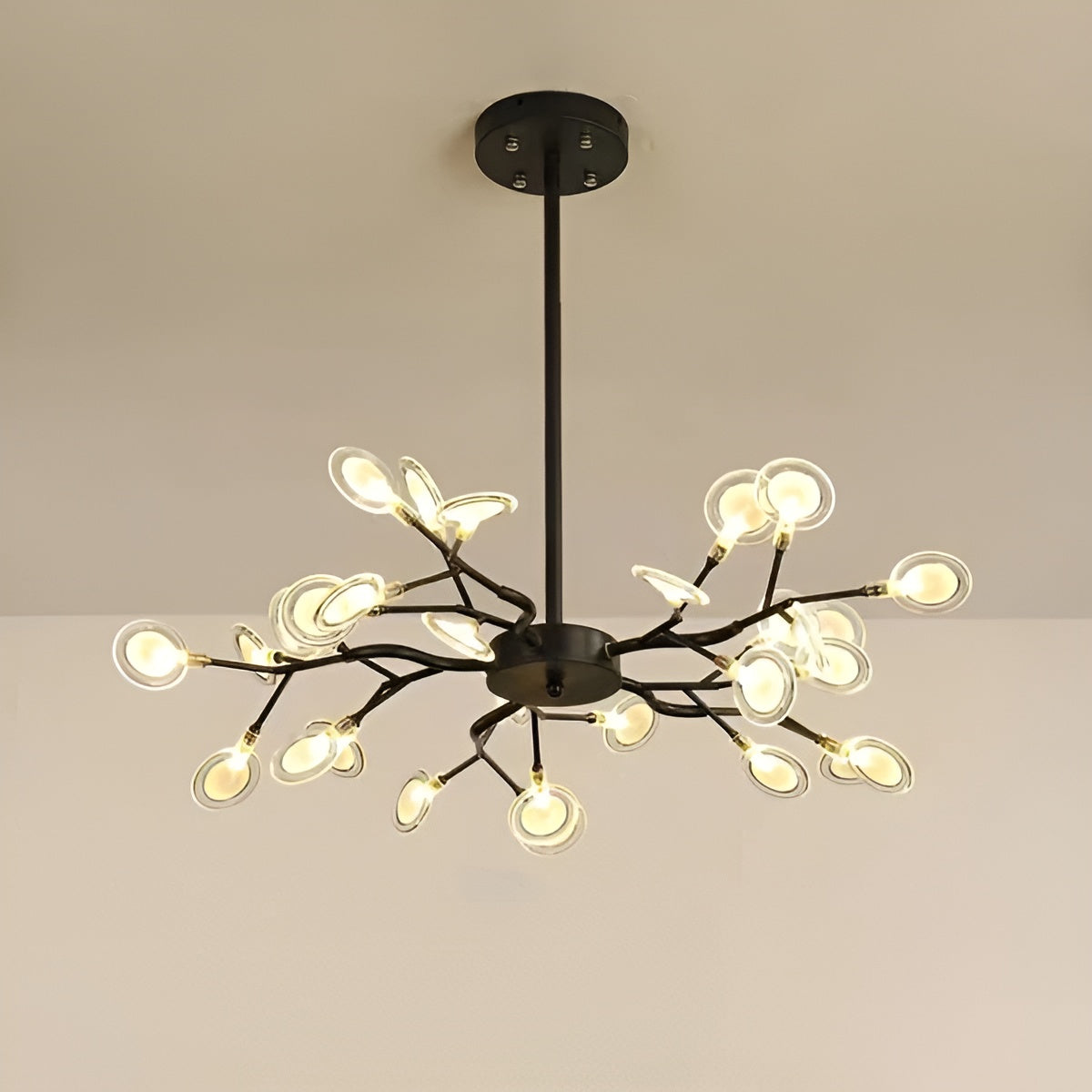 Zweigförmiger Kronleuchter – Elegante Firefly-Optik für stimmungsvolles Licht - 30 / Schwarz / B - Pendelleuchte