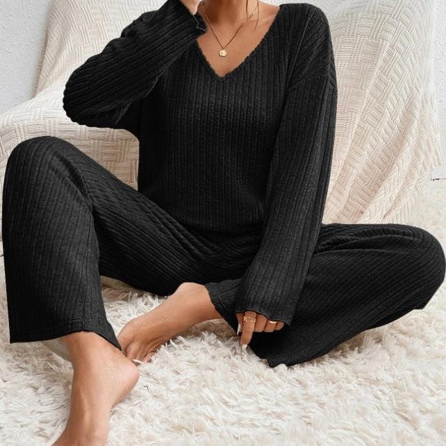 Zweiteiliges Damen Strick-Hausanzug Set – Weich und Bequem - Damen Hausanzug Set