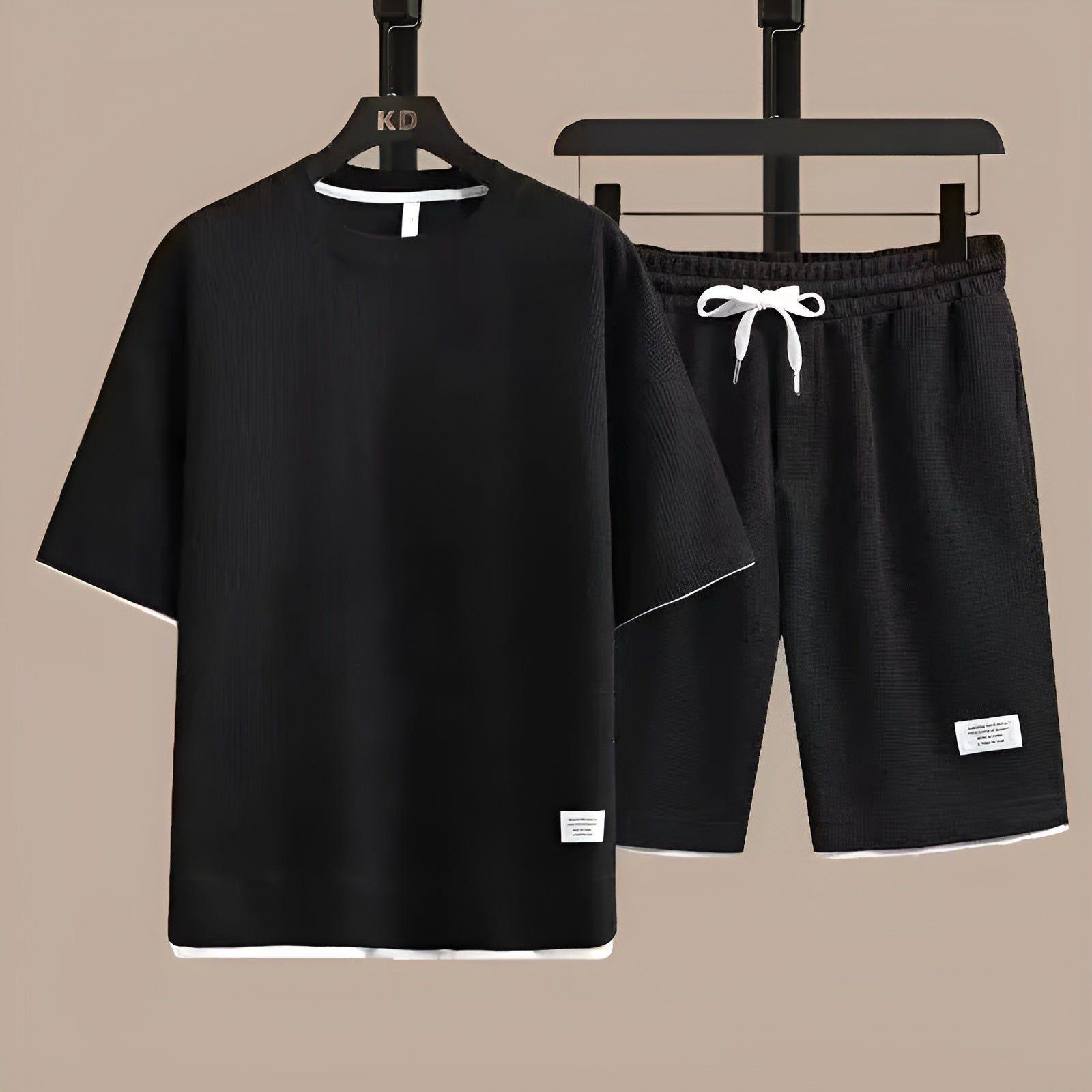 Zweiteiliges Herren-Set – Lockeres Freizeithemd & Hose | Bequem und Stylisch für den Sommer - Schwarz / XS - Herren-Set